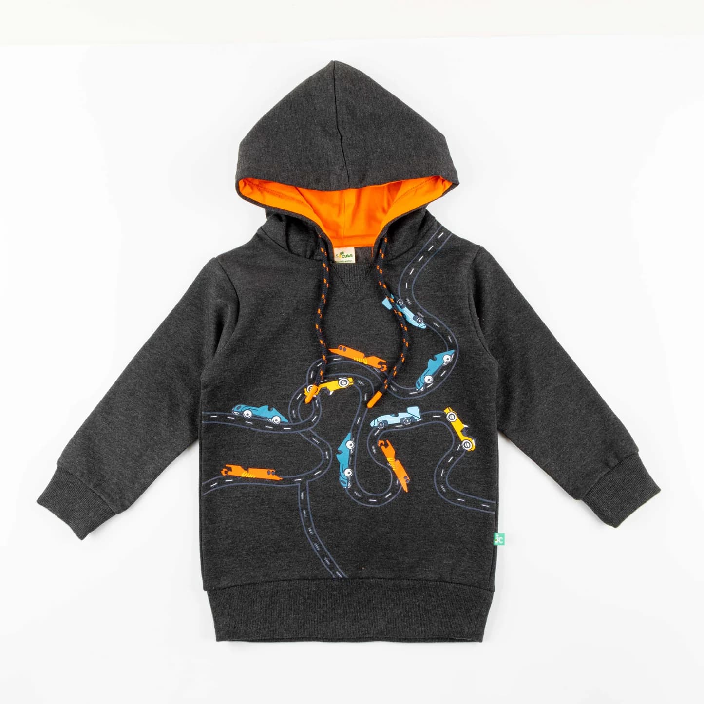 Jus Cubs Charcoal Grey Hooded Sweater for Boys - Casual Winter Wear