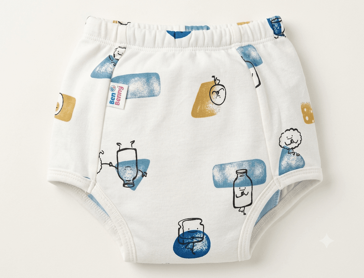 Ben Benny Baby Cotton Padded Training Pants (Pack of 2) - 4 Layer Absorbent Underwear, Medium (Print & Colour May Vary).