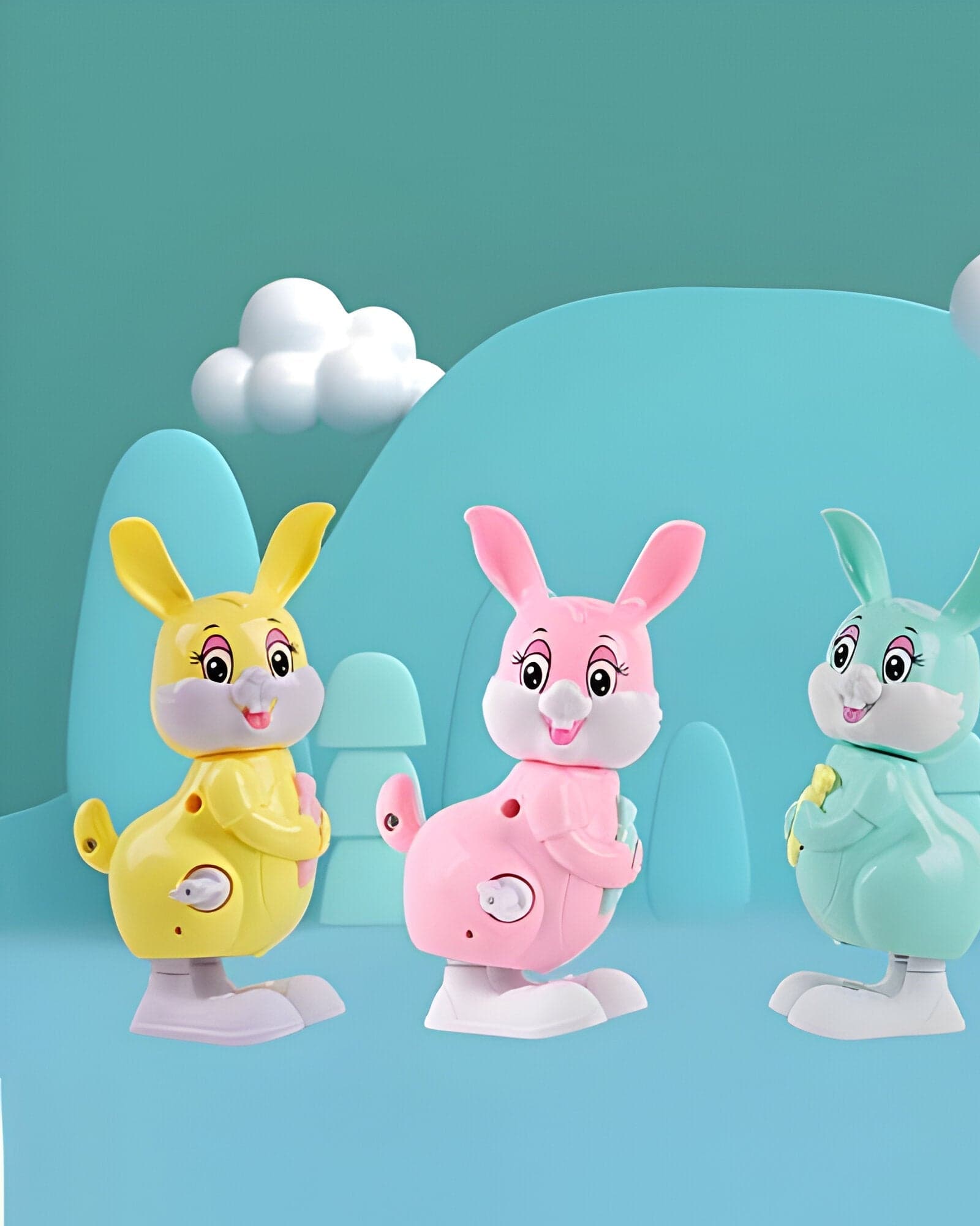 Jollyora  Cute Spring Jumping Rabbit Toy -  Wind Up Key Operated Toy -  Colorful Jumping & Walking Bunny Toy for Kids -  Friction Powered Toy-PACK OF 1 -COLRO MAY VARY