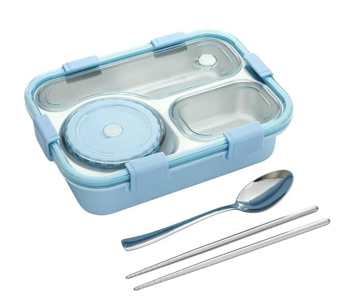 Insulated Stainless Steel Lunch Box with Containers & Utensils | Airtight Leak Proof Bento Box for Office, School & Travel Green