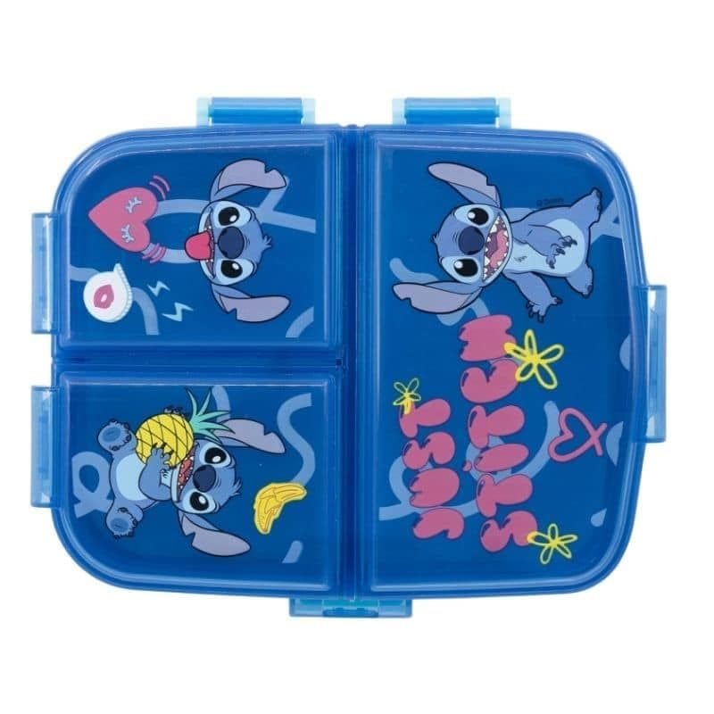 STRIDERS XL Multi-Compartment Rectangular Sandwich Box | Stitch Palms Design | Blue Lunch Box