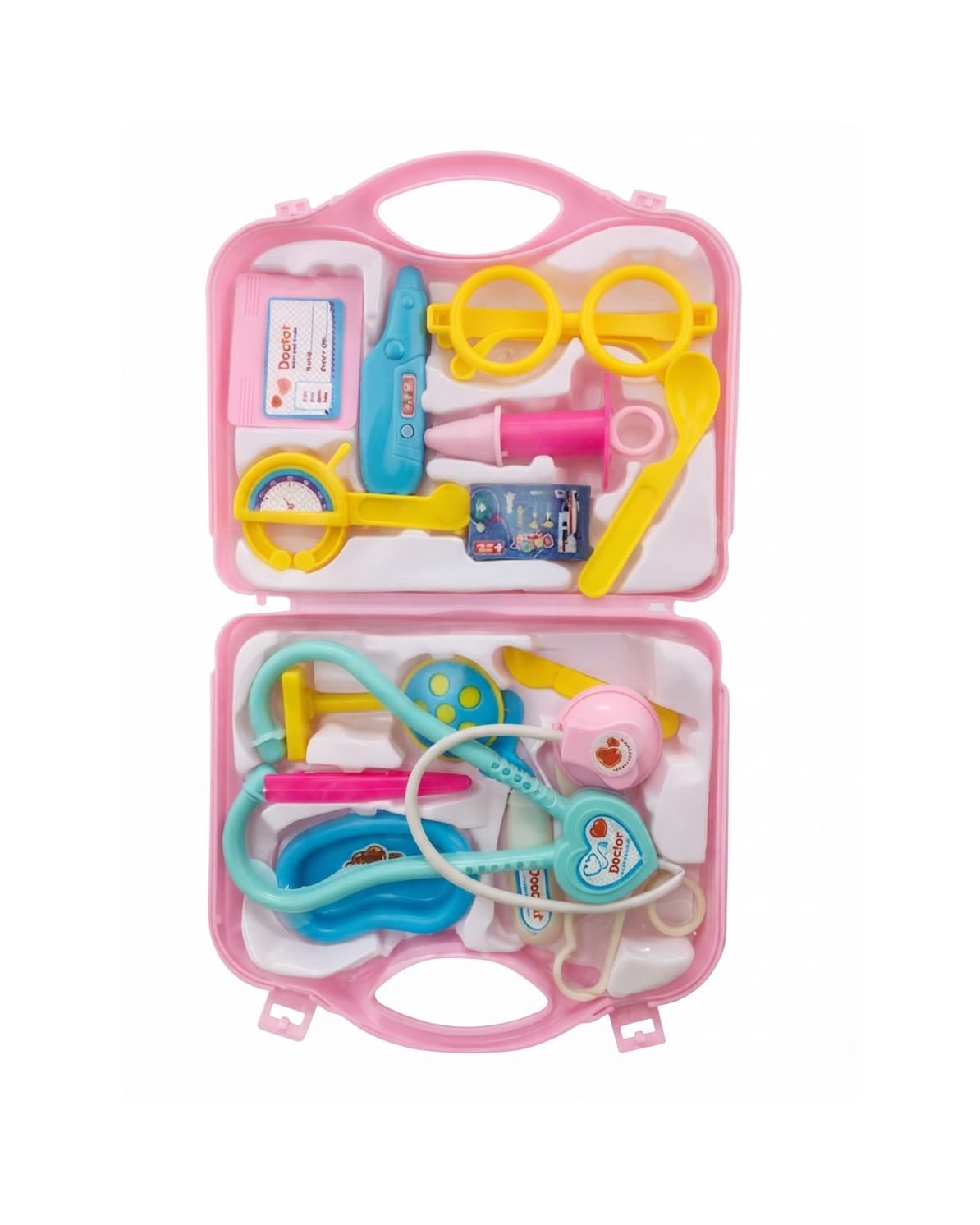 Kids Doctor Set Pretend Play Kit with Stethoscope, Syringe, Thermometer & Medical Accessories | Pink Carry Case Toy Set