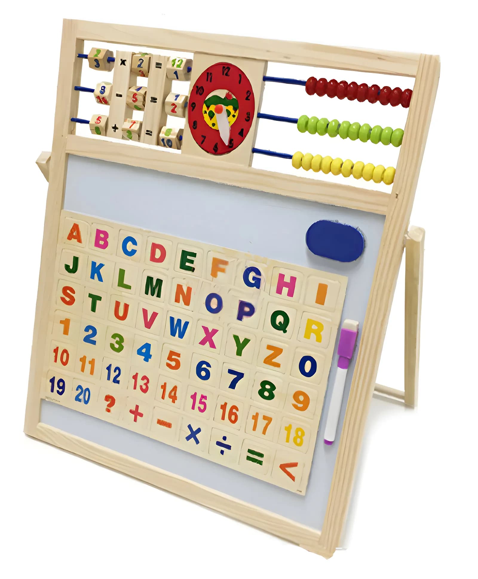 Jollyora Wooden Writing Board Creative Learning Calculator Toy Funny Wooden Magnetic Drawing Board- PACK OF 1- COLOR MAY VARY
