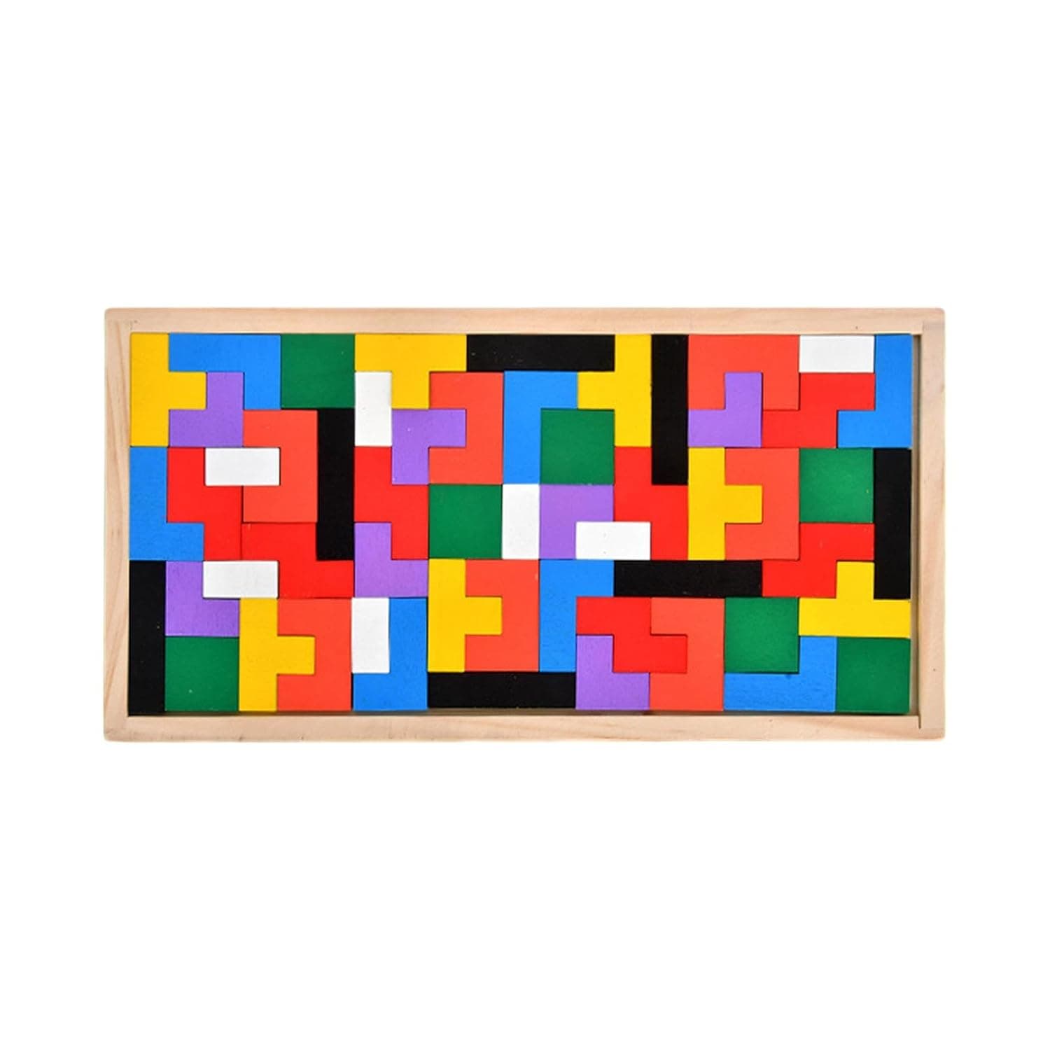 Jollyora Children's Fun Two-in-one Football Bouncing and Tetris Two-player Fun Board Game Wooden Toys- Pack of 1- Color May Vary