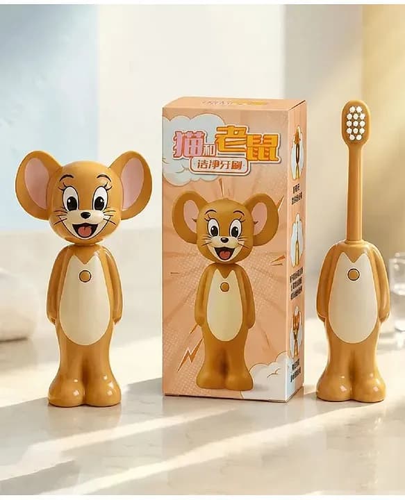 Tom and Jerry Cartoon Toothbrush for Kids & Toddlers – Soft Bristle Toothbrush for Gentle Daily Brushing (Jerry)