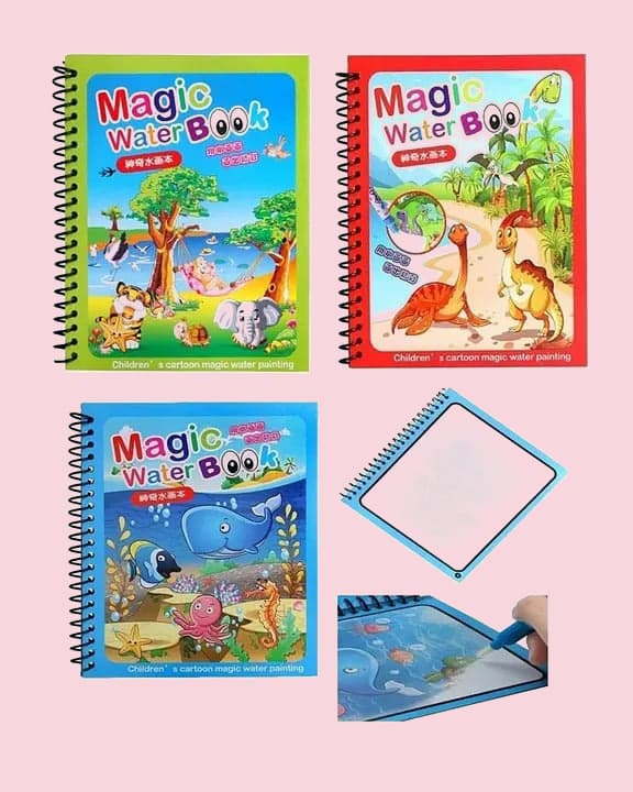 Jollyora Magic Water book for Kids -  Reusable Water Reveal Activity Books - No Mess -  All Fun- PACK OF 1 - COLOR MAY VARY