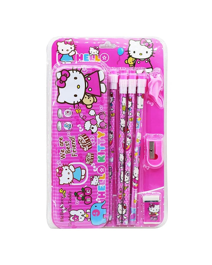 Hello Kitty Themed Stationery Gift Pack Set of 6 | Cute Pink School Supplies Set for Kids | Fun Stationery Gift Set