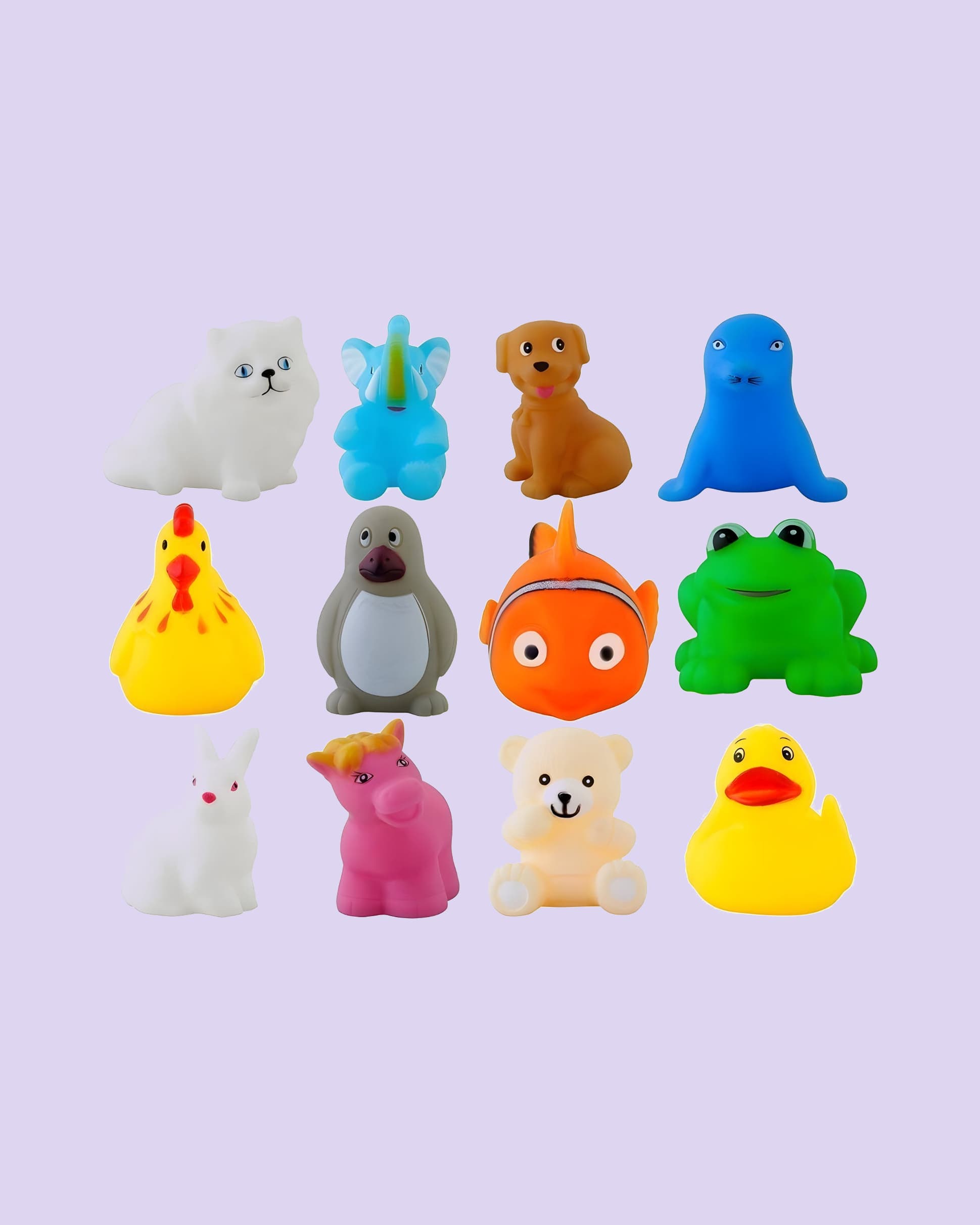 Jollyora  Rubber Colorful Floating Baby Toys Bath Aquatic Animals Chu Chu Toys for Newborn Babies -  Kids -  12PCS- COLOR MAY VARY