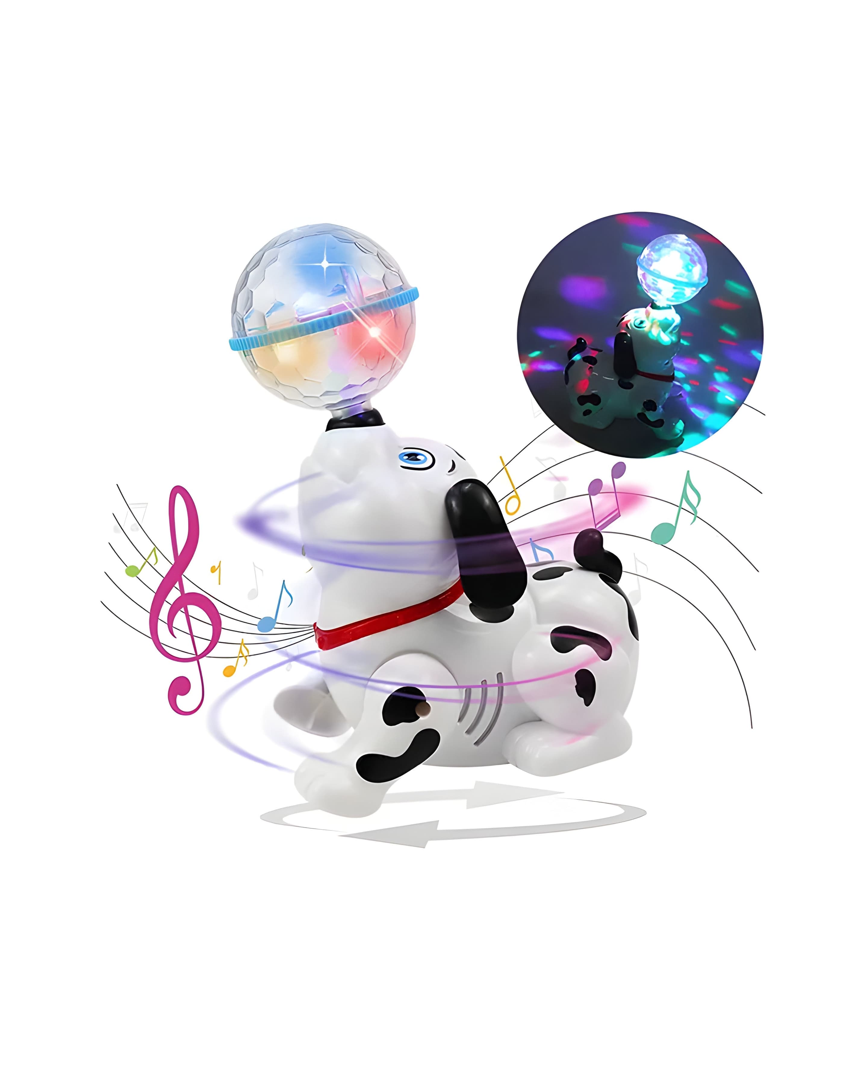 Jollyora Children's Electric Lights Music Rotating Dog with Music Battery Control Twisting Dog Toy - PACK OF 1 - COLOR MAY VARY