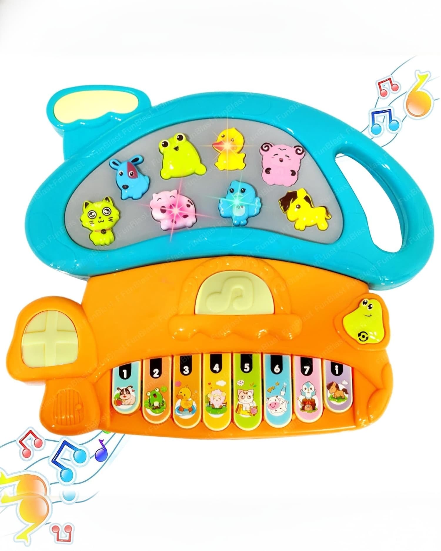 Kids Electric Mushroom Piano Keyboard Toy | Musical Instrument with Flashing Lights, Animal Sounds & Songs for Kids 3+ Years (Colour May Vary)