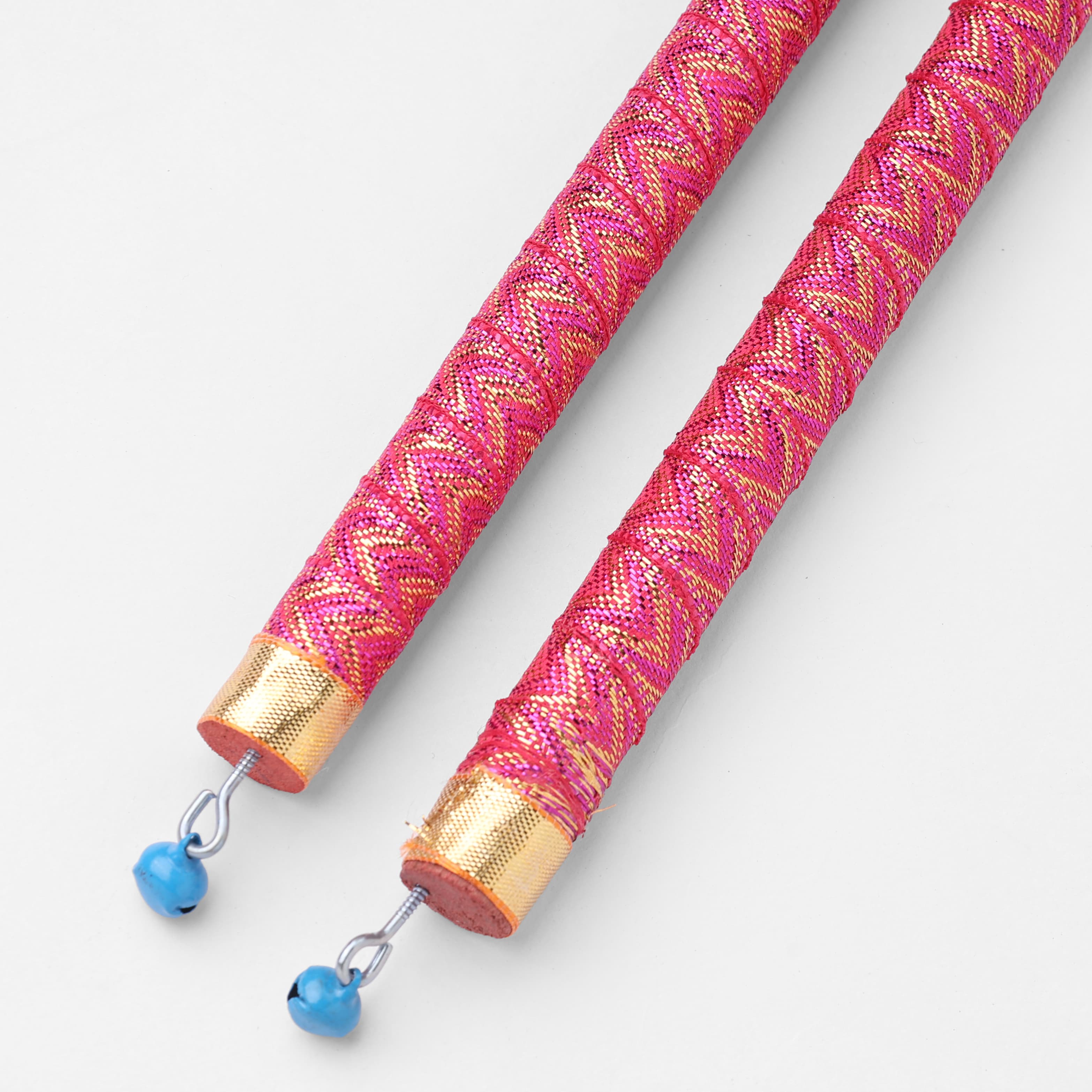 Dandiya Sticks for Navratri Garba & Dandiya Raas | Colourful Traditional Dance Sticks for Kids & Adults | 1 Pair, Dark Pink
