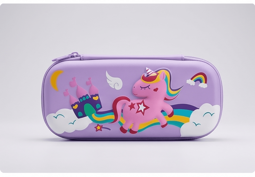 Kids Hard-Shell Unicorn Pencil Cases – Durable 3D EVA Organizers for Girls, Cute School Supplies (Colour May Vary) - Pack of 1