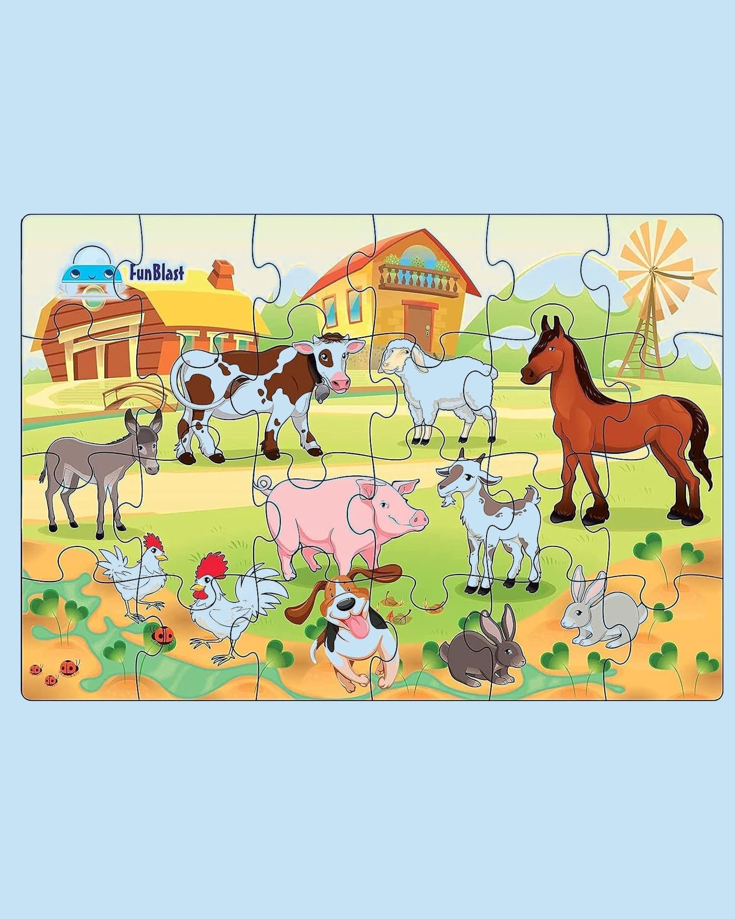 FunBlast Animals Jigsaw Puzzle 24 Pieces | Educational Floor Puzzle Learning Toy for Kids 4+ Years