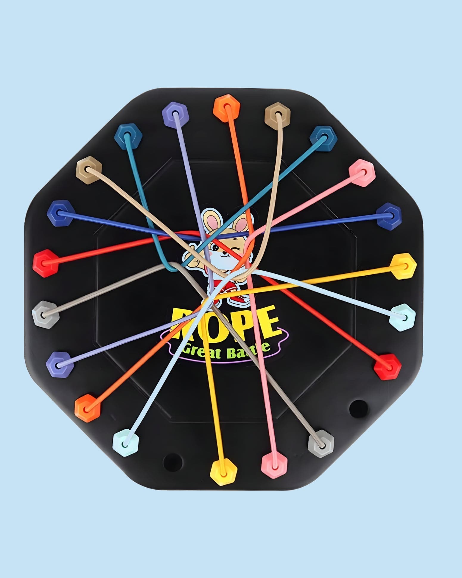 Jollyora Rope Great Battle Kids Educational Game Board -  Octagonal Shape -  Multi-Coloured Rods -  Brain Training Puzzle Toy- PACK OF 1- COLOR MAY VARY