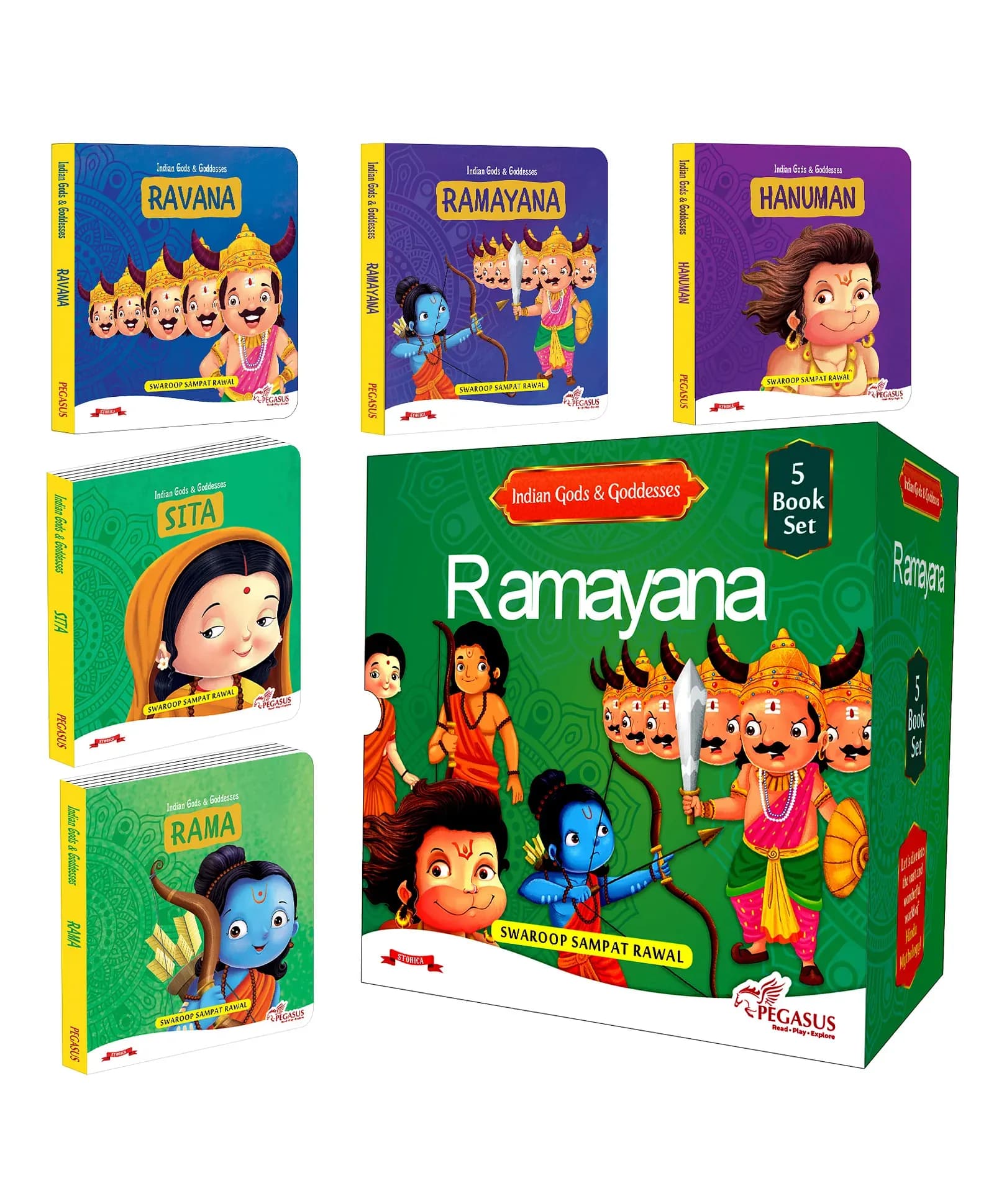 Pegasus Ramayana Story Book Set of 5 Books – Indian Gods & Goddesses Illustrated Storybooks for Kids