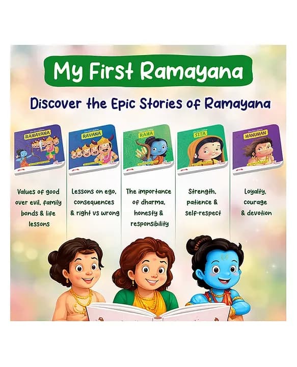 Pegasus Ramayana Story Book Set of 5 Books – Indian Gods & Goddesses Illustrated Storybooks for Kids