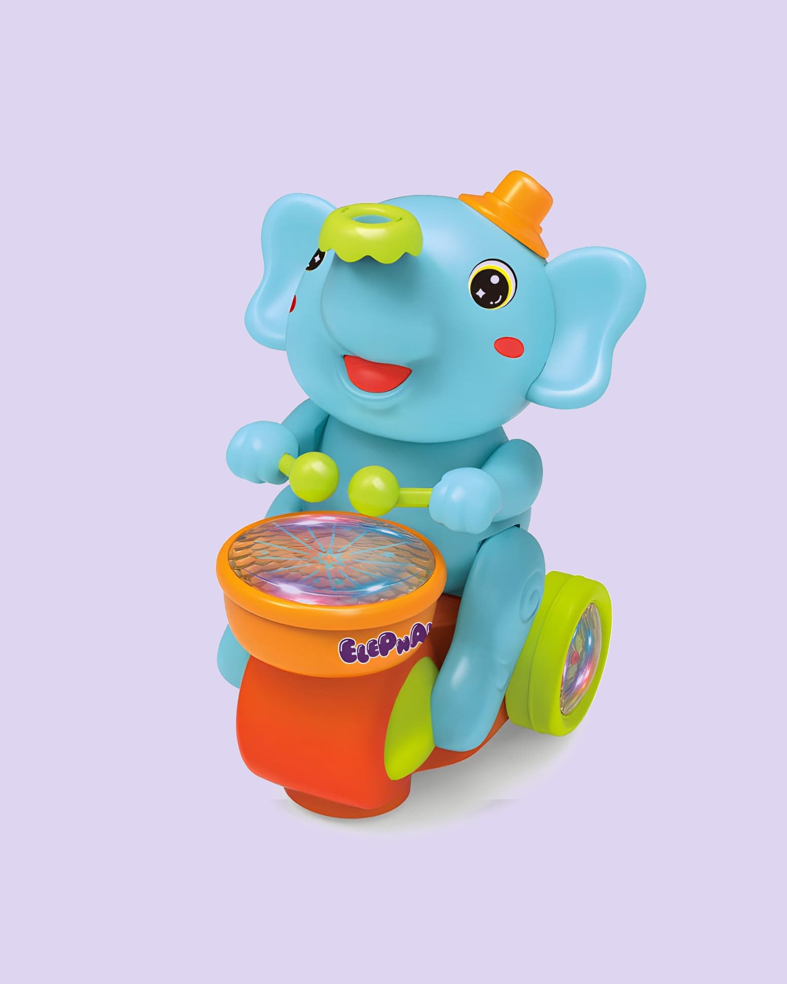 Jollyora Elephant Toys Electric Blowing Ball Elephant Bump and Go Baby Toy Elephant with Musical and Light- PACK OF 1- COLOR MAY VARY
