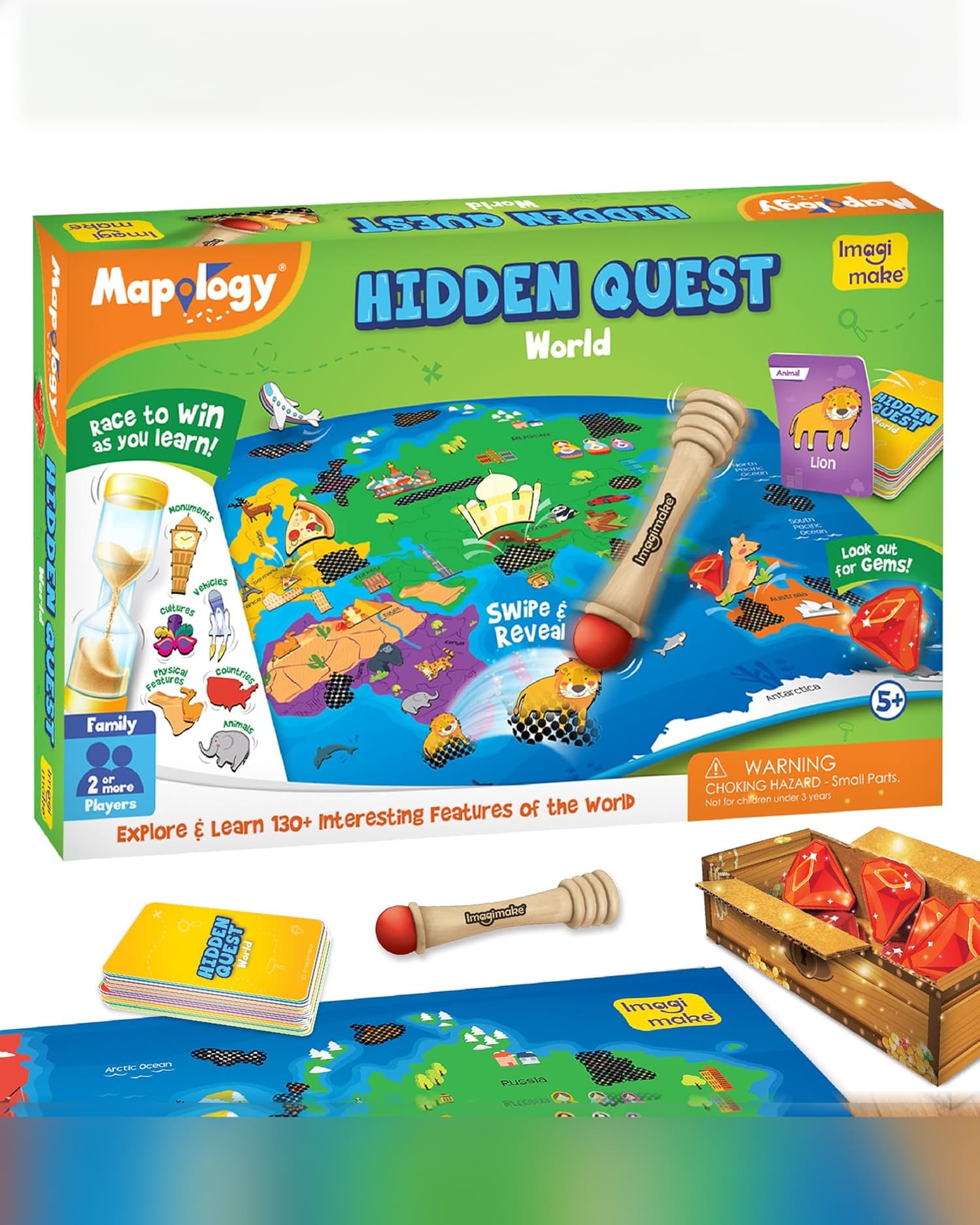 Imagimake Mapology Hidden Quest World Board Game for Kids | Fun Geography Adventure Puzzle Game | Ages 5+ Learning Toy
