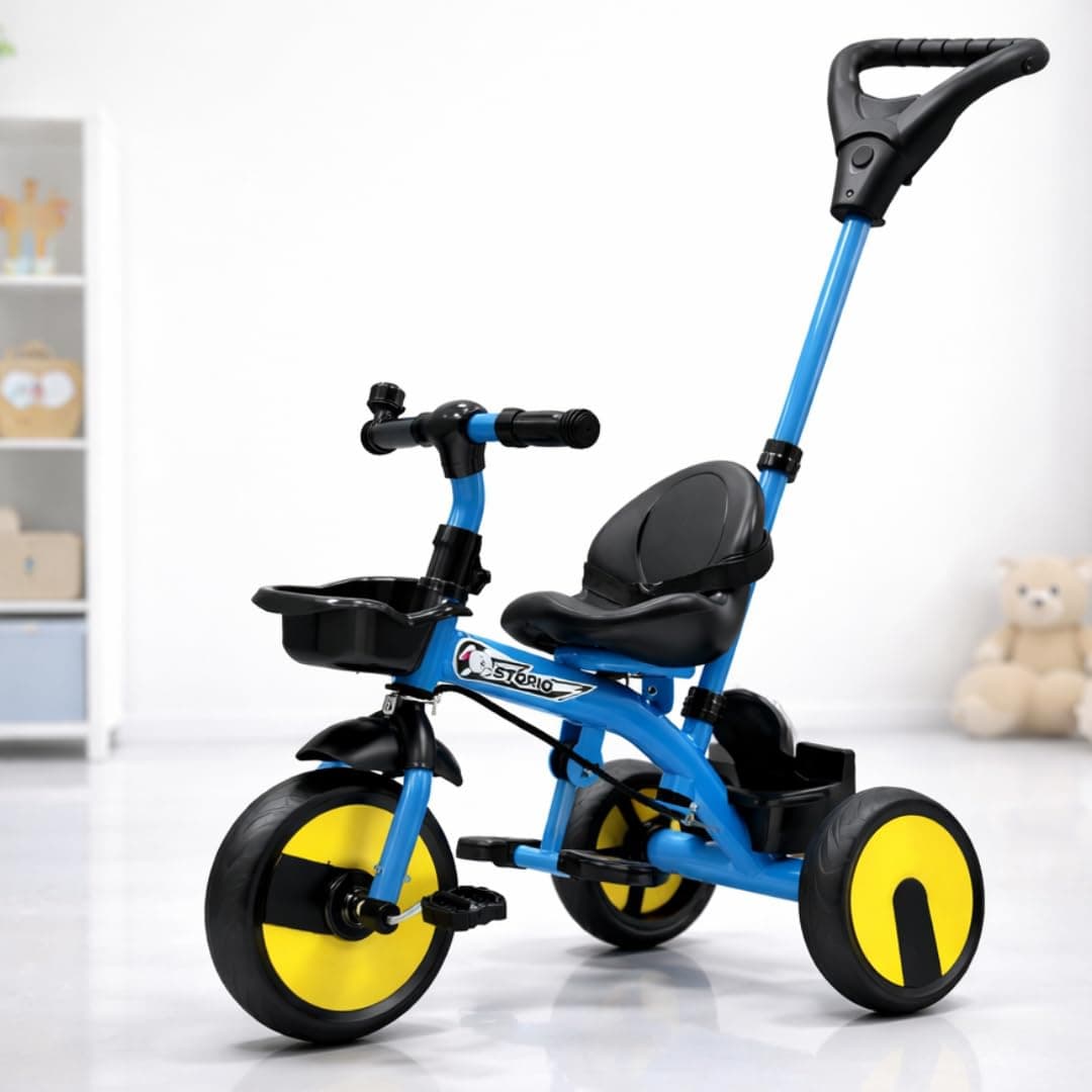 Winmore Kids Pixi Tricycle with Parental Handle, 3-Wheel Ride-On Cycle for Kids, Blue
