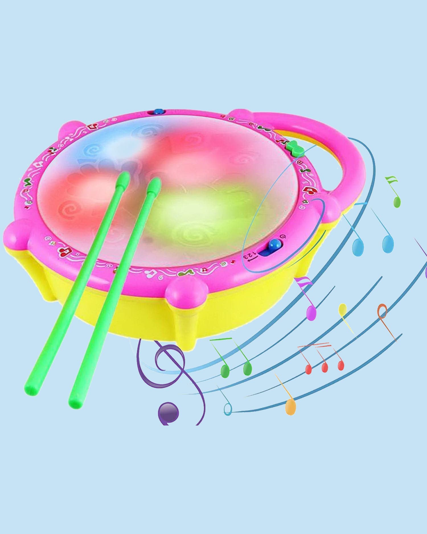 Jollyora Musical Flash Drum Toys with Lights & Music - Colour May Vary
