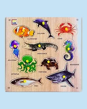 Wooden Sea Creatures Puzzle for Kids | Educational Animal Jigsaw Board Puzzle | Fun Learning Toy for Children