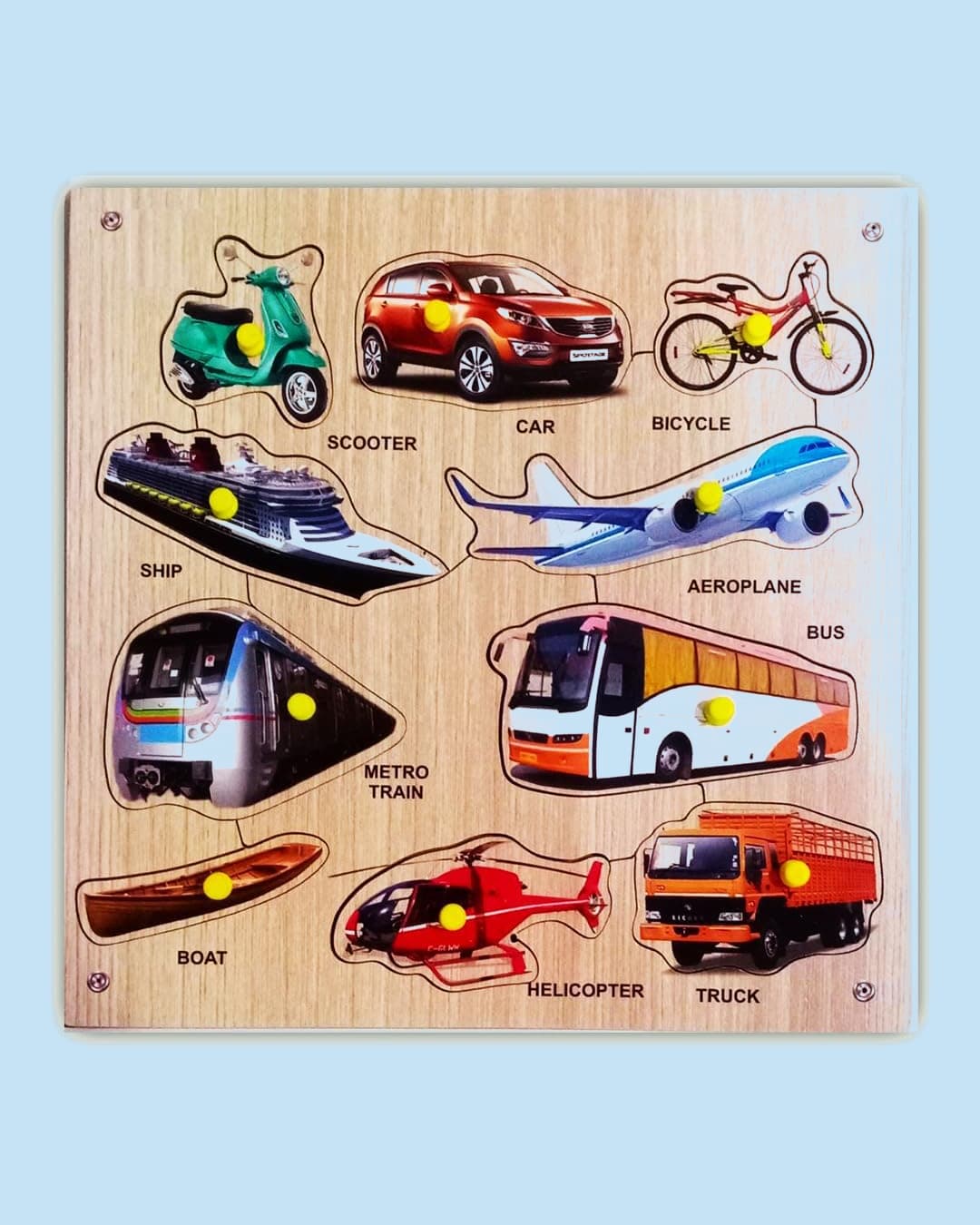 Colorful Wooden Transports Puzzle Toy for Kids | Educational Transports Matching Board Puzzle | Learning Toy for Children