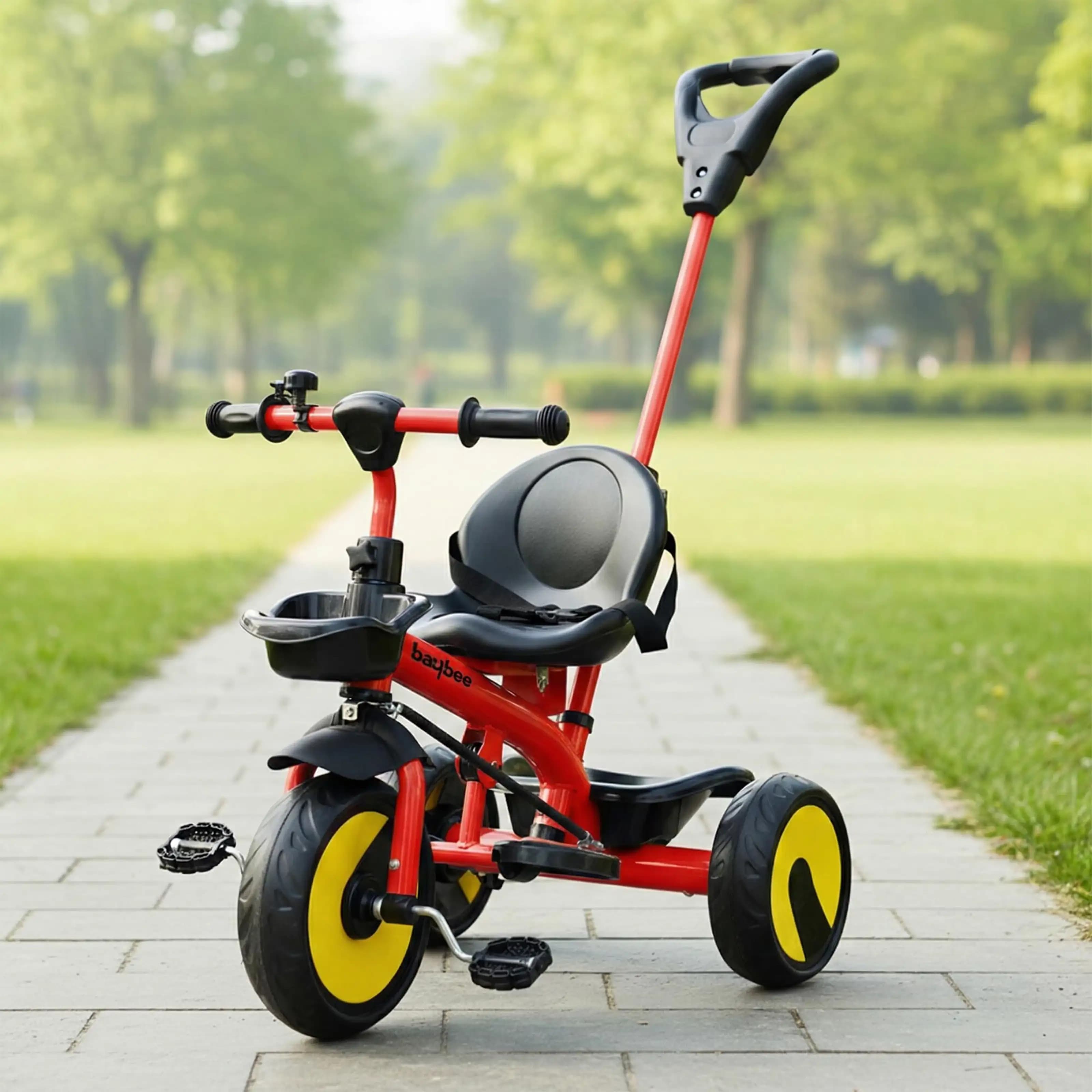 Winmore Kids Pixi Parental Handle Tricycle for Kids – Red Ride-On Cycle with Parent Push Handle for Outdoor Play