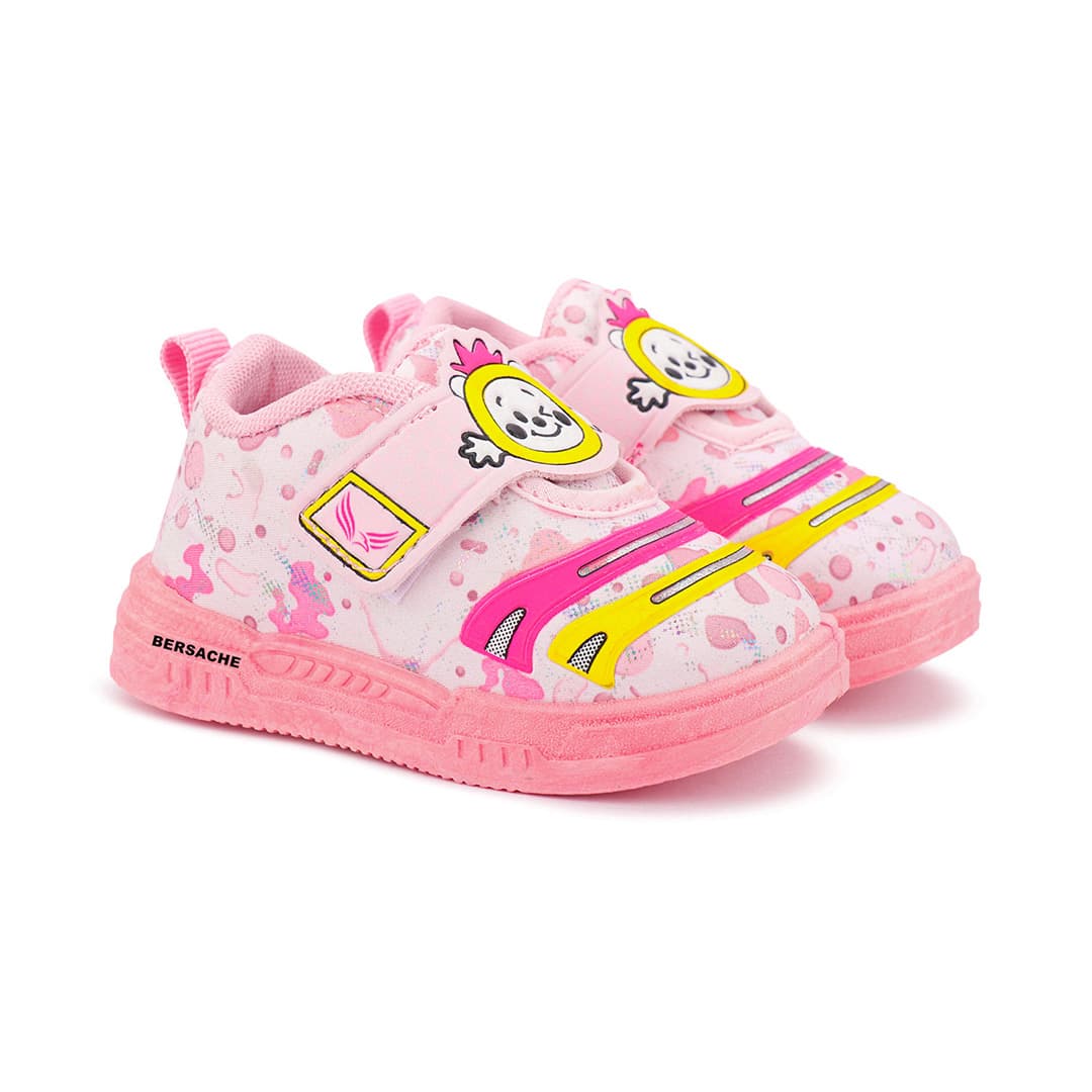Bersache Girls Pink Synthetic Musical Shoes with All-Over Print & Velcro – Stylish Footwear for Daily & Outdoor Wear