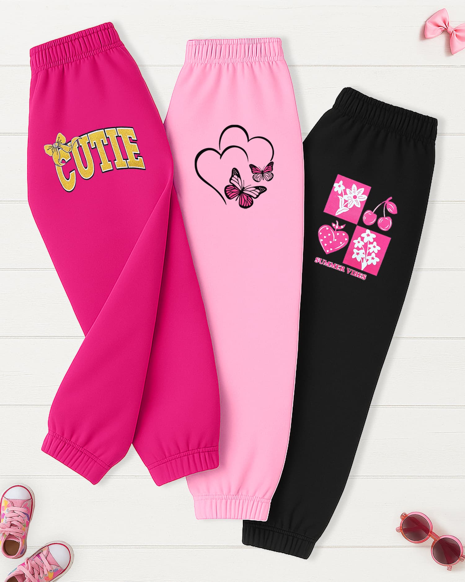 Kuchipoo Girls Pink Full Length Cotton Joggers for Casual Daily Wear All Season