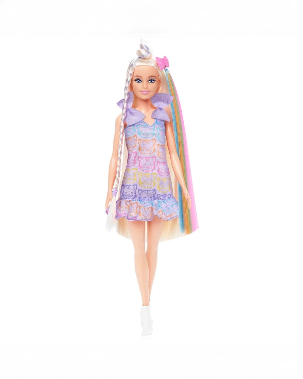Barbie Fun & Fancy Doll – Blonde with Extra-Long Hair, Silver Dress & Hair Extension, 2 Fashion Looks, Accessories Included