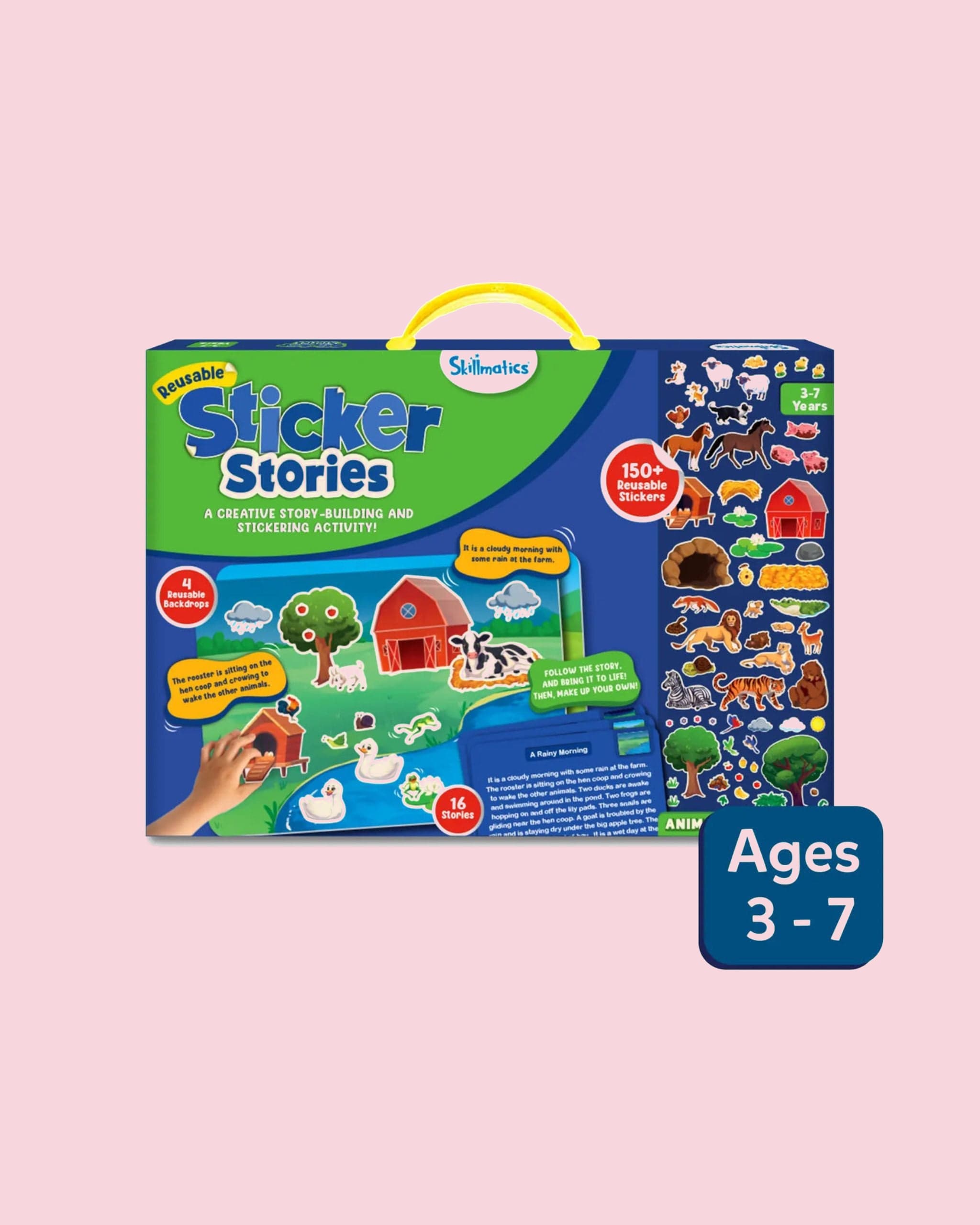 Skillmatics Reusable Child Safe Sticker Activity – Creative Story-Building Toy with 150+ Stickers, Educational Travel Gift for Ages 3–7