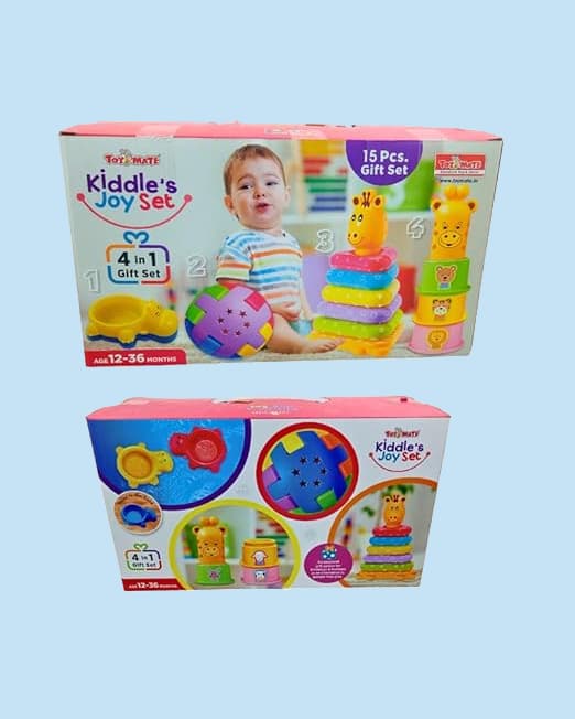 Interactive Toddler Toy Set - 4-in-1 Playtime Bundle with Bath Toys Rattling Ball Stacking Triangles Vibrant Colors Ages 1 and Up