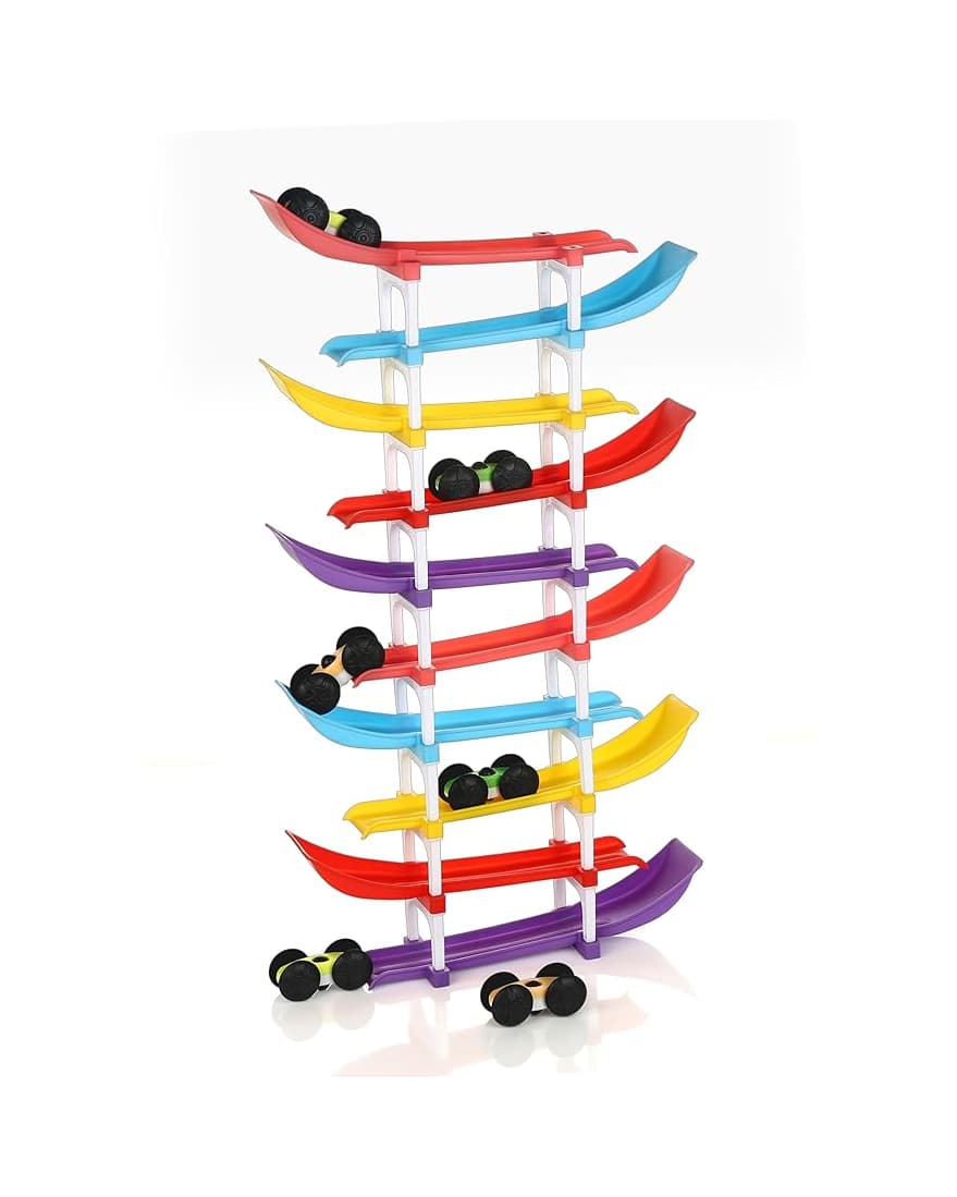 Kids Car Racing Ramp Track Set 10-Level Toy Car Racetrack with 6 Cars Multi-Color