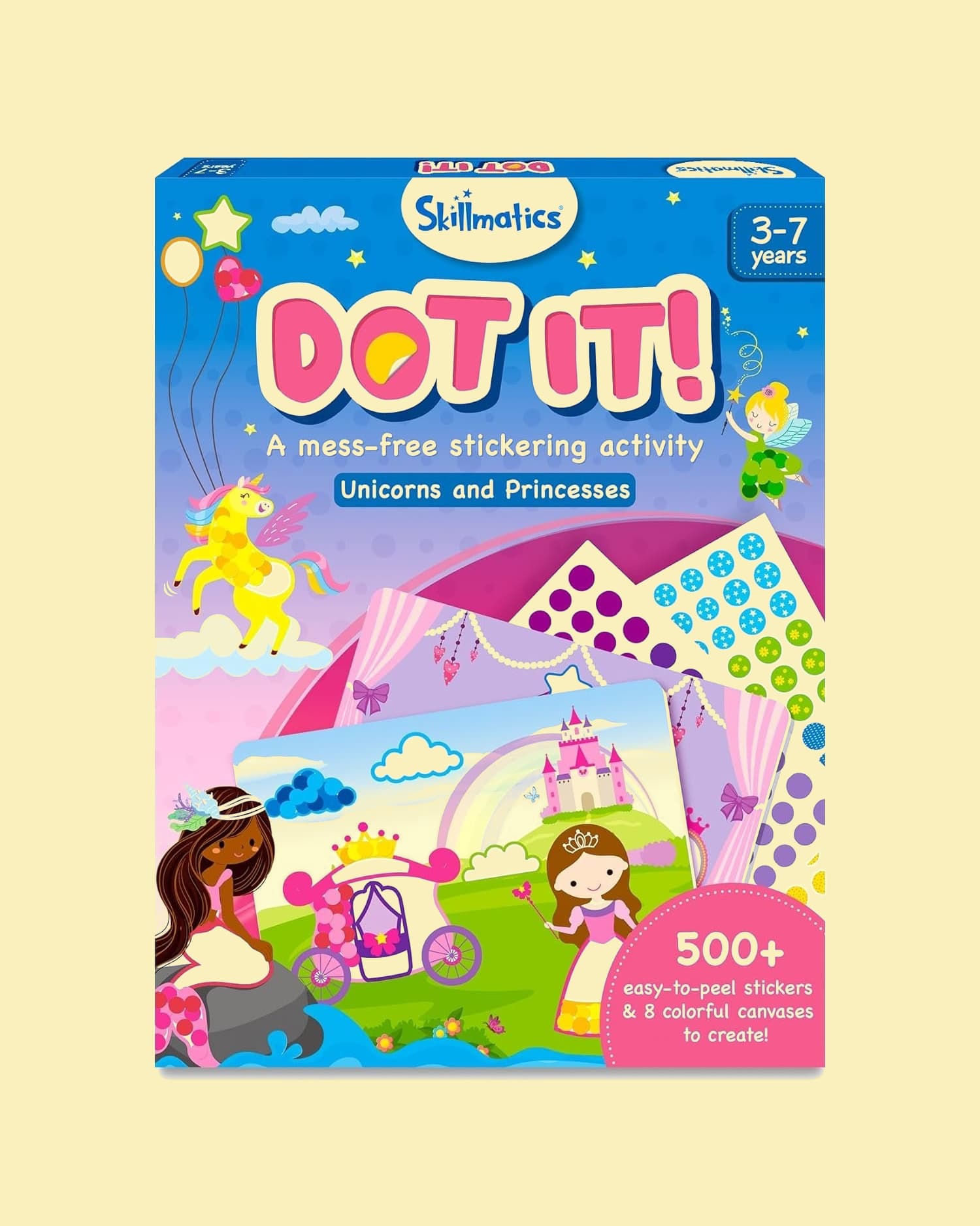 Skillmatics Dot It Sticker Art Activity – Unicorns & Princesses | 500+ Stickers | Mess-Free DIY Craft Kit for Kids