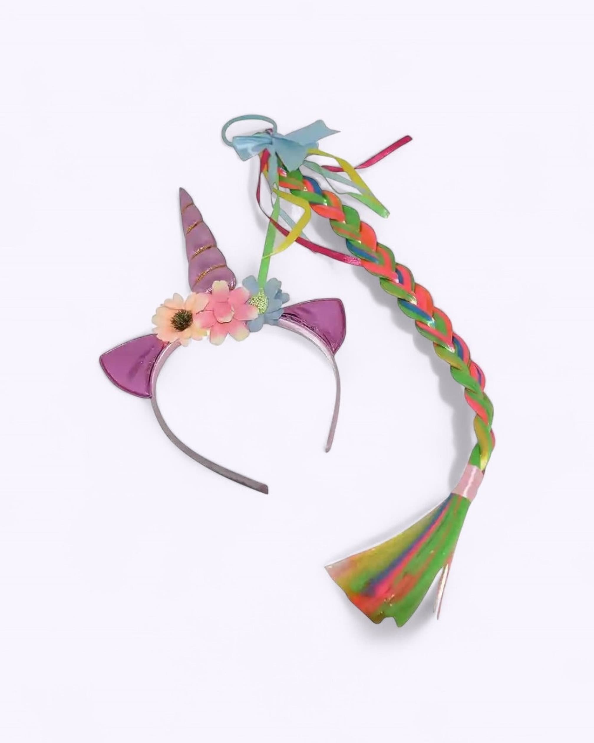 Smilebug Unicorn Crown Hairband with Ponytail – Magical Kids Costume Accessory for Dress-Up, Parties & Role Play Fun