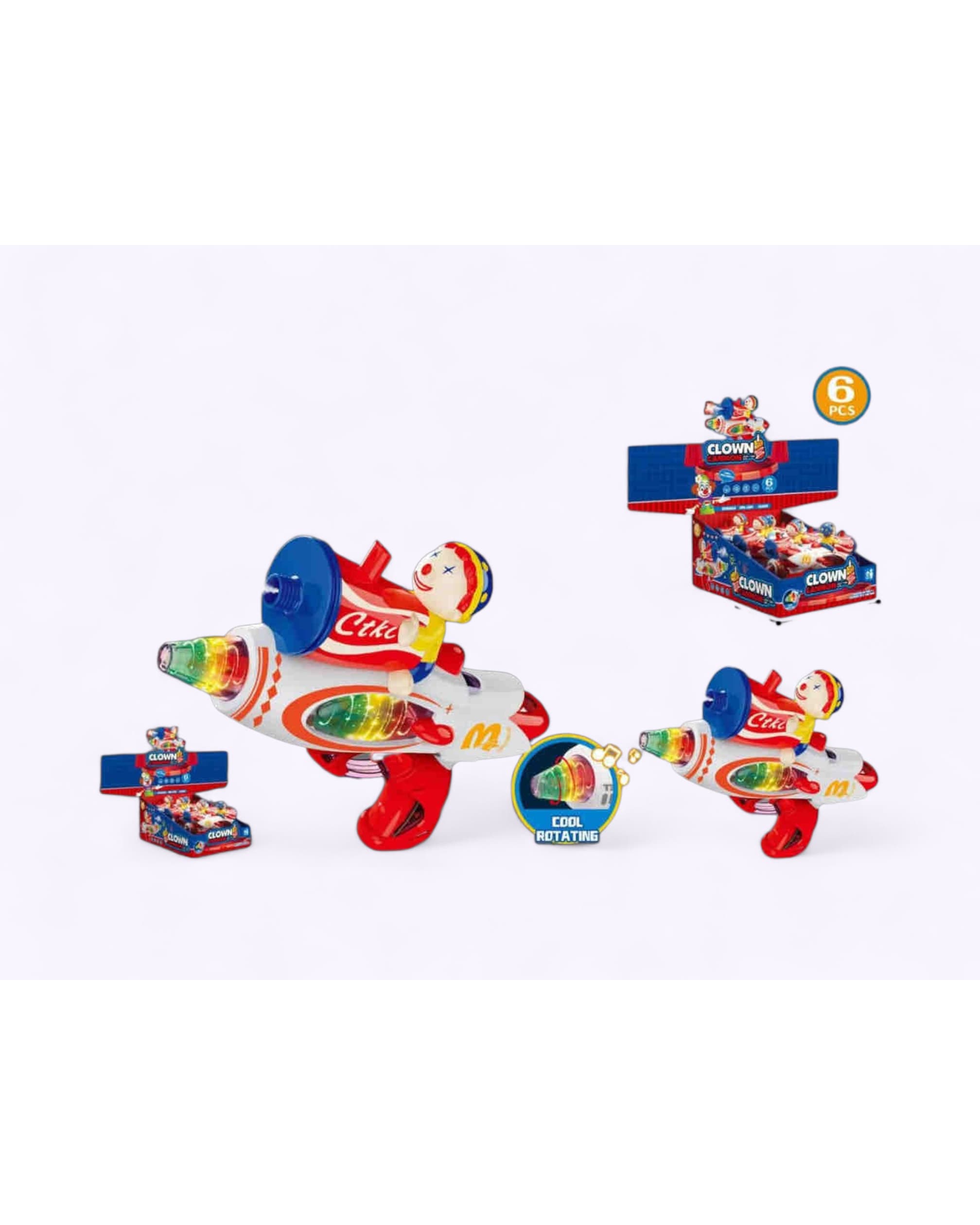 Smilebug (6 Pcs/Box) Clown Cannon Gun with Lights, Music and Smoke Effect