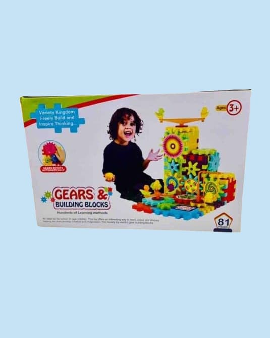 Smilebug 81 Pcs Battery Operated Gear & Building Blocks Set - STEM Educational Toy