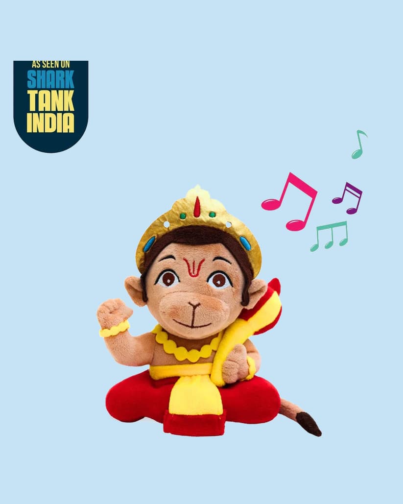 Panda’s Box Small Mantra Chanting Baby Hanuman Plush Toy 18 cm | Musical Safe Gift for Kids