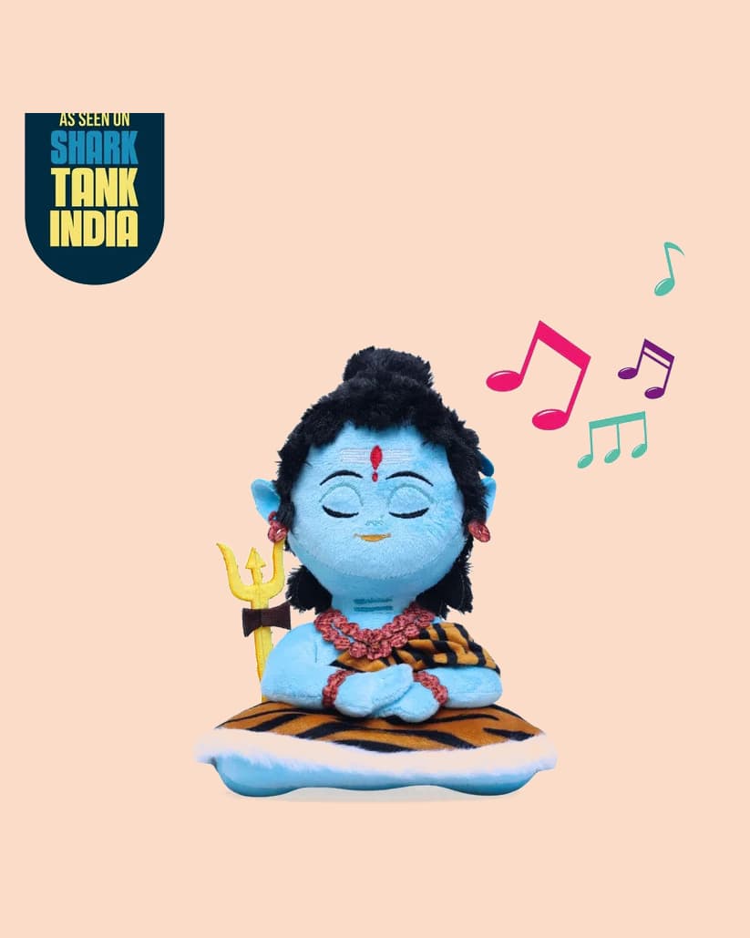 Panda’s Box Small Mantra Chanting Baby Shiva Plush Toy 23 cm with Sound Box | Musical Safe Gift