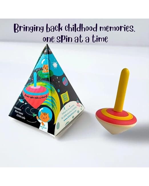 Lattoland Traditional Wooden Spinning Top Toy | Montessori Lattoo for Kids | Handcrafted Indian Classic Toy | 1 Pc