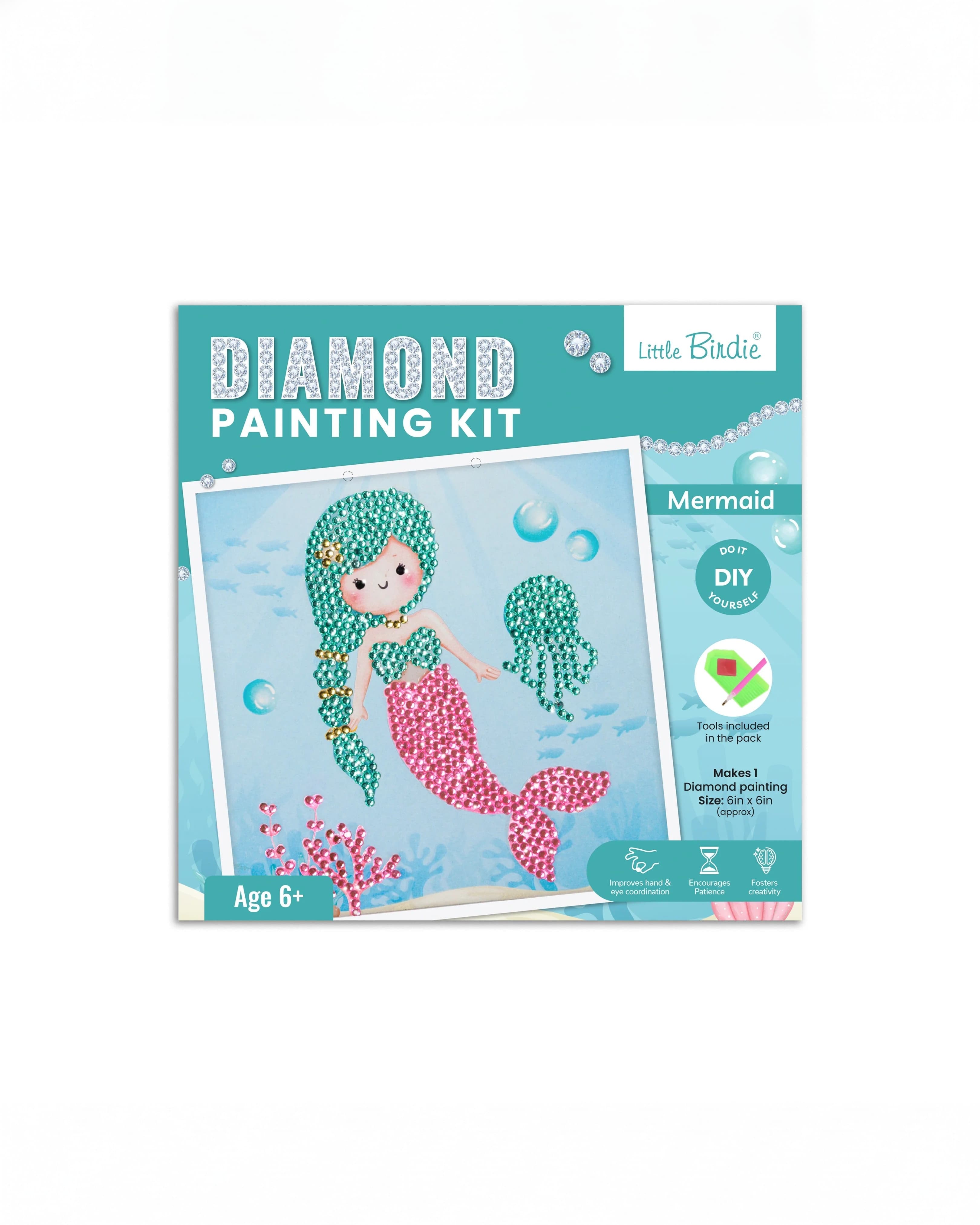 Itsy Bitsy DIY Diamond Painting Kit Mermaid Creative Art Craft Kit for Kids Beginners Sparkling Mosaic Activity Set