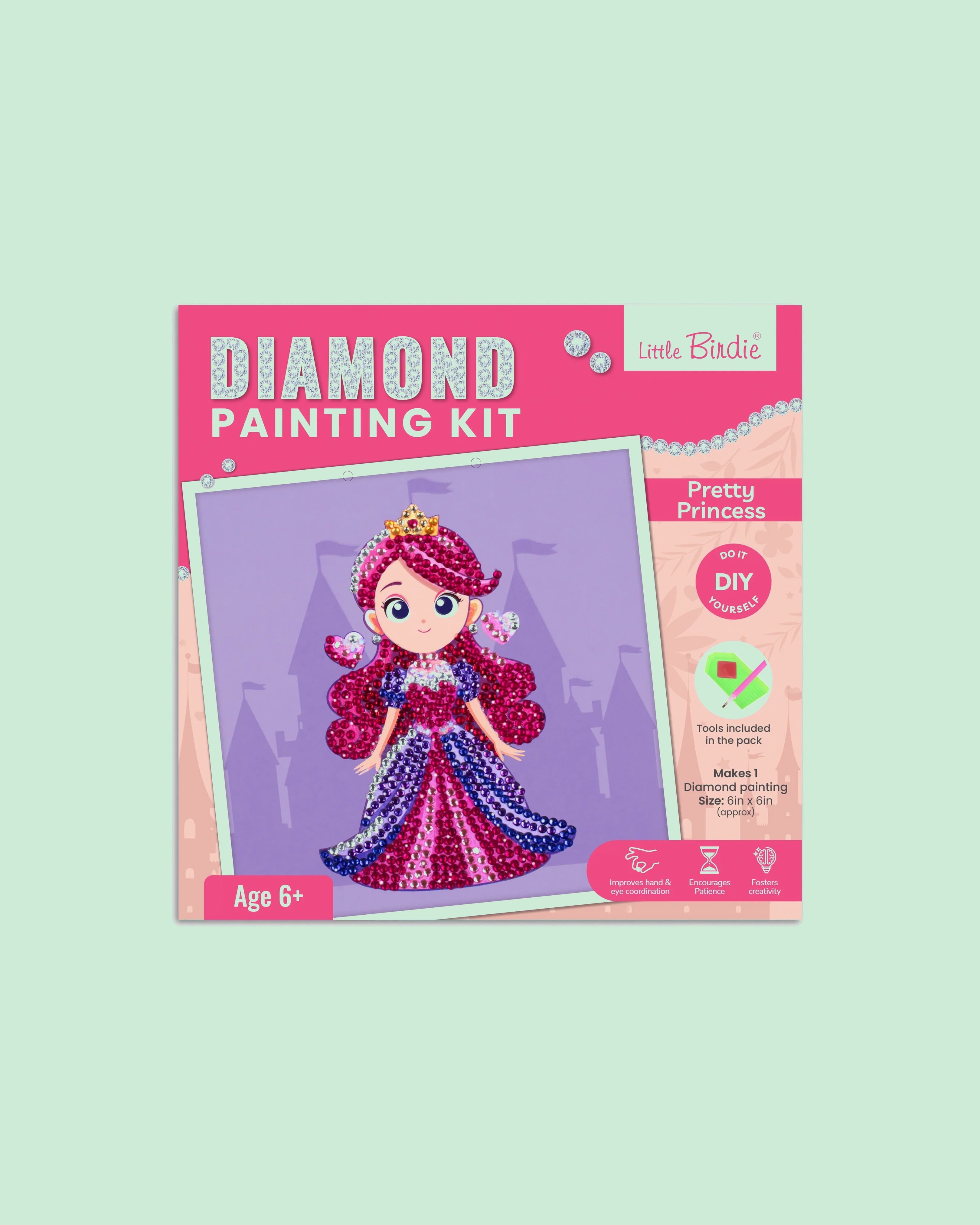 Itsy Bitsy DIY Diamond Painting Kit Pretty Princess Creative Art Craft Kit for Kids Beginners Sparkling Mosaic Set