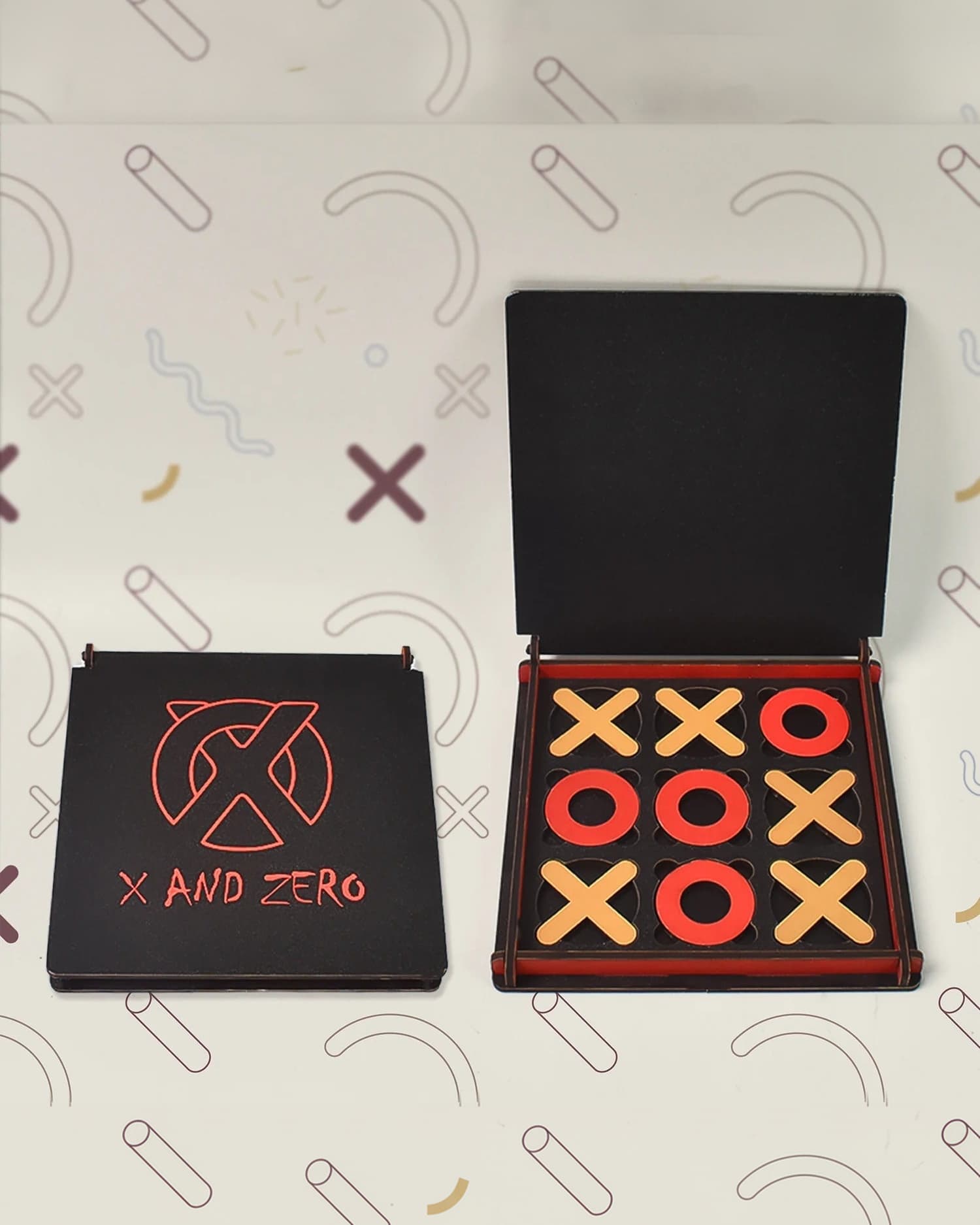DeoDap X & Zero Wooden Board Game Set Classic Tic Tac Toe Family Puzzle Game for Kids & Adults