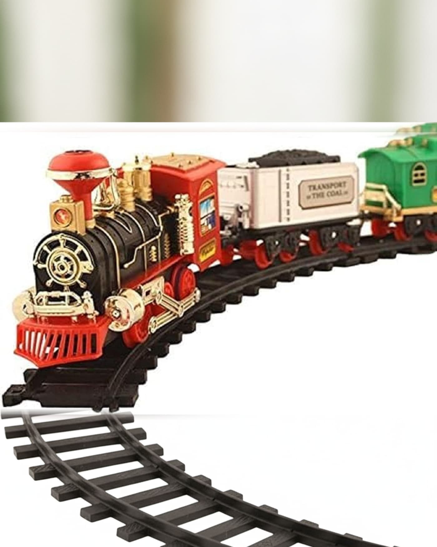 16 PCS Electric Steam Engine Train Set with Track – Battery Operated Toy with Real Smoke Mist, LED Lights & Sound