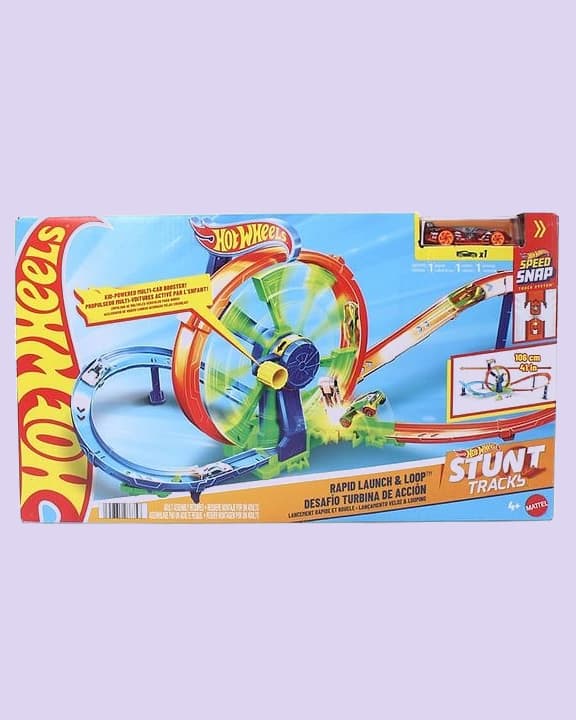 Hot Wheels Rapid Launch & Loop Playset with 1:64 Die-Cast Car | Stunt Track, Loop & Crash Action Set | Kids 4+ Years