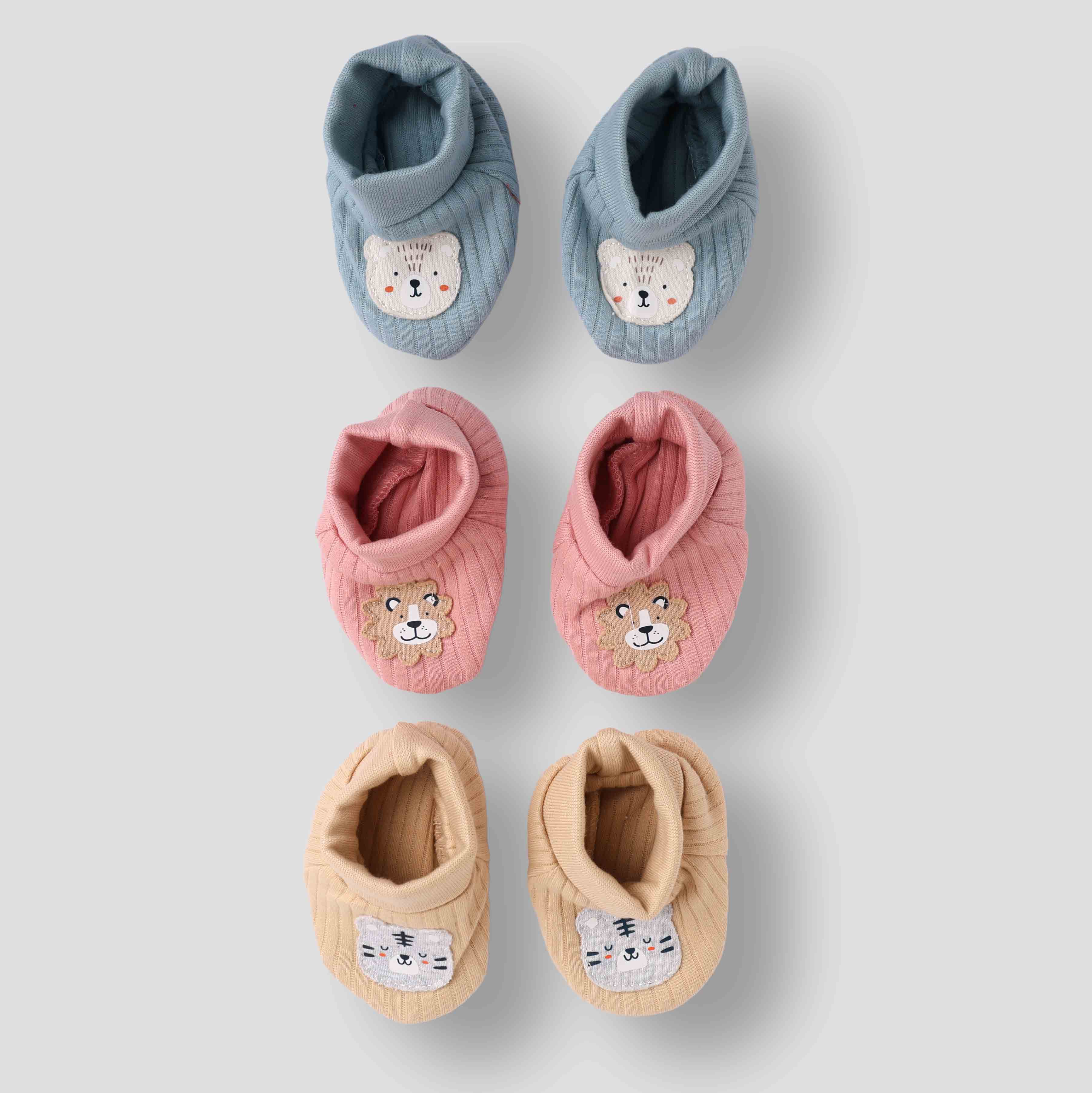 Zero Unisex Multi-Color Pack Of 3 Booties with Placement Print – Stylish Casual & Outdoor Baby Footwear