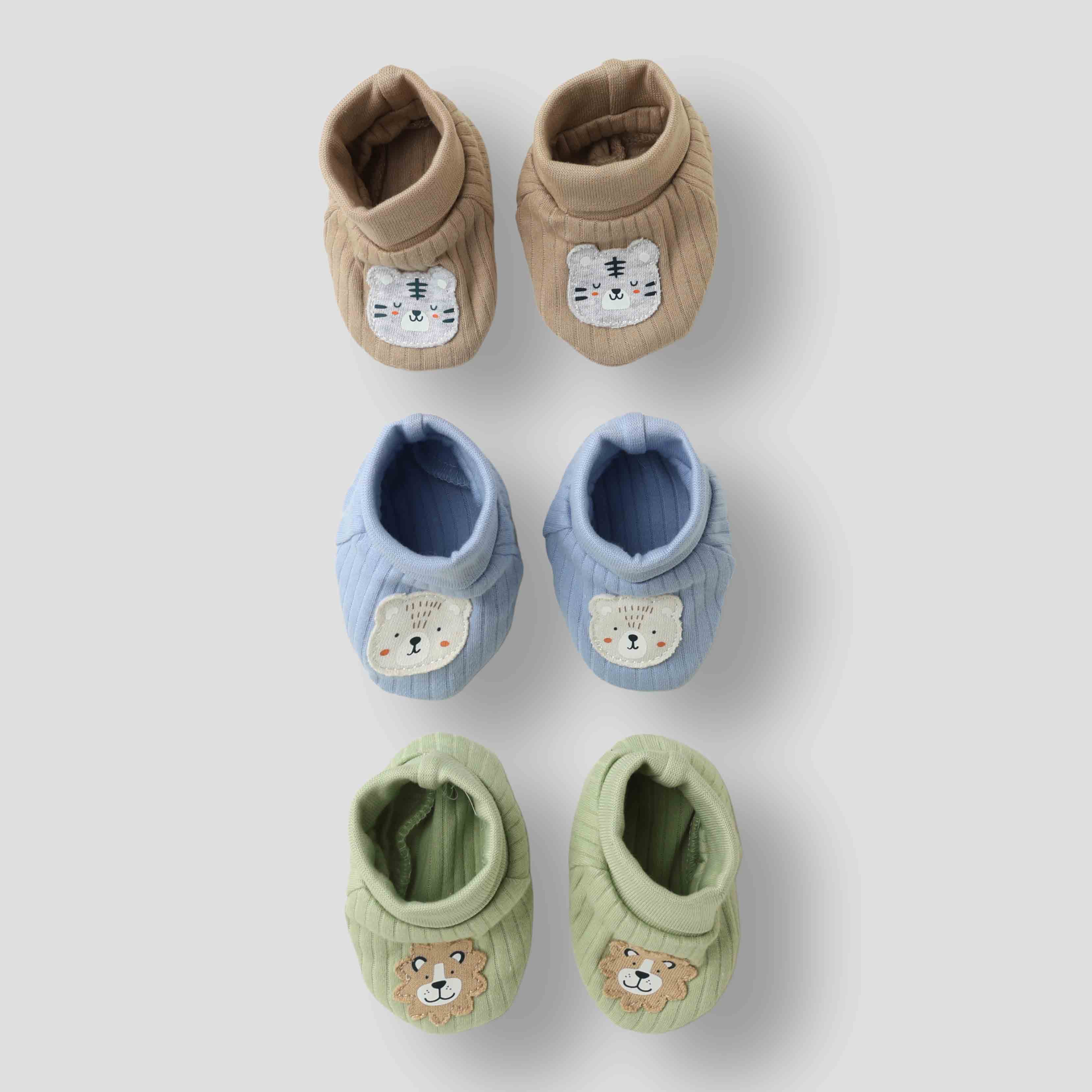 Zero Unisex Multi-Color 3 Pairs of Booties with Placement Print – Stylish Casual & Outdoor Baby Footwear
