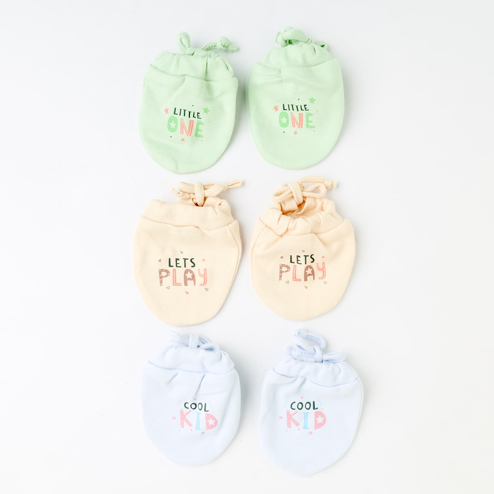 Simply Unisex Baby Cotton Casual Placement Print Mittens - Pack of 3 Multi Color