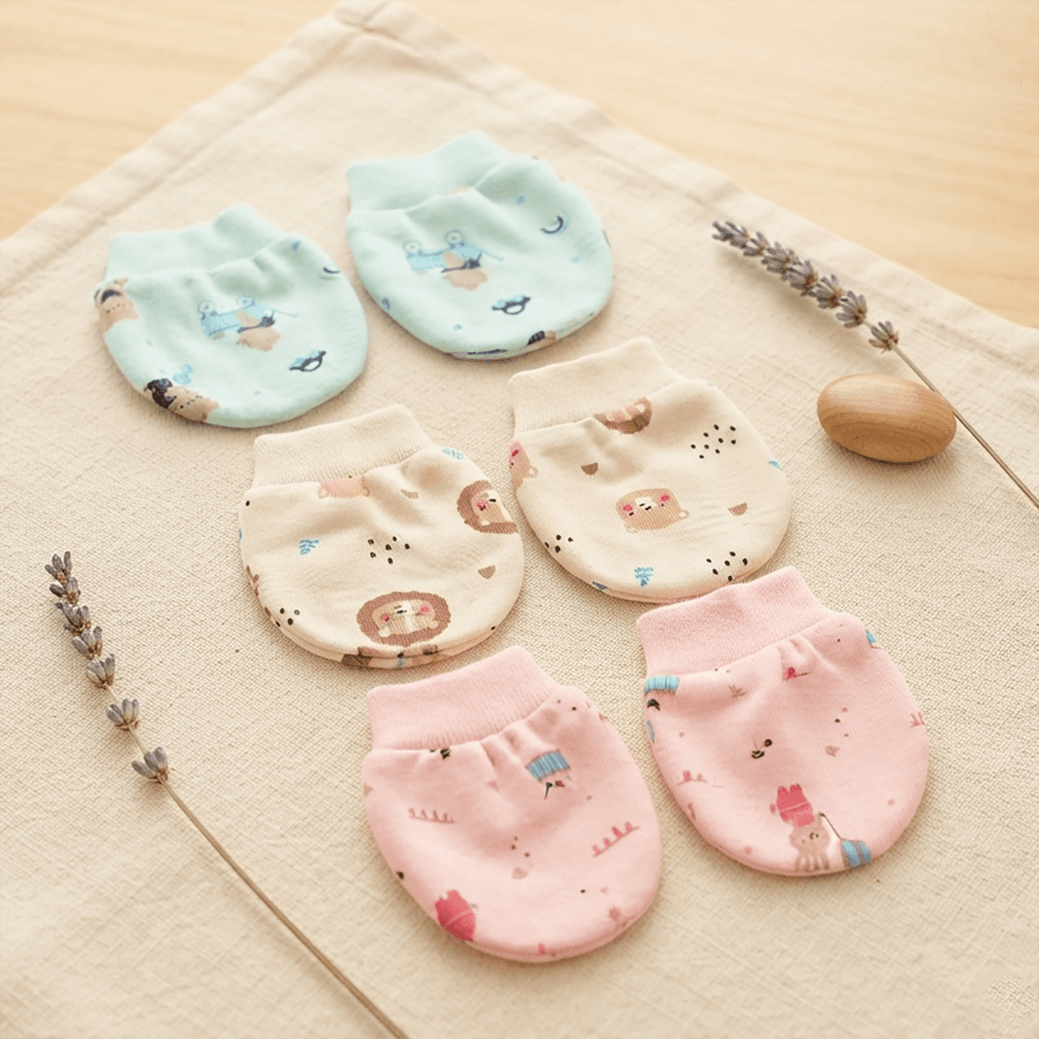 Simply Unisex Baby Cotton Casual All-Over Print Mittens - Multi Color (Pack of 3)
