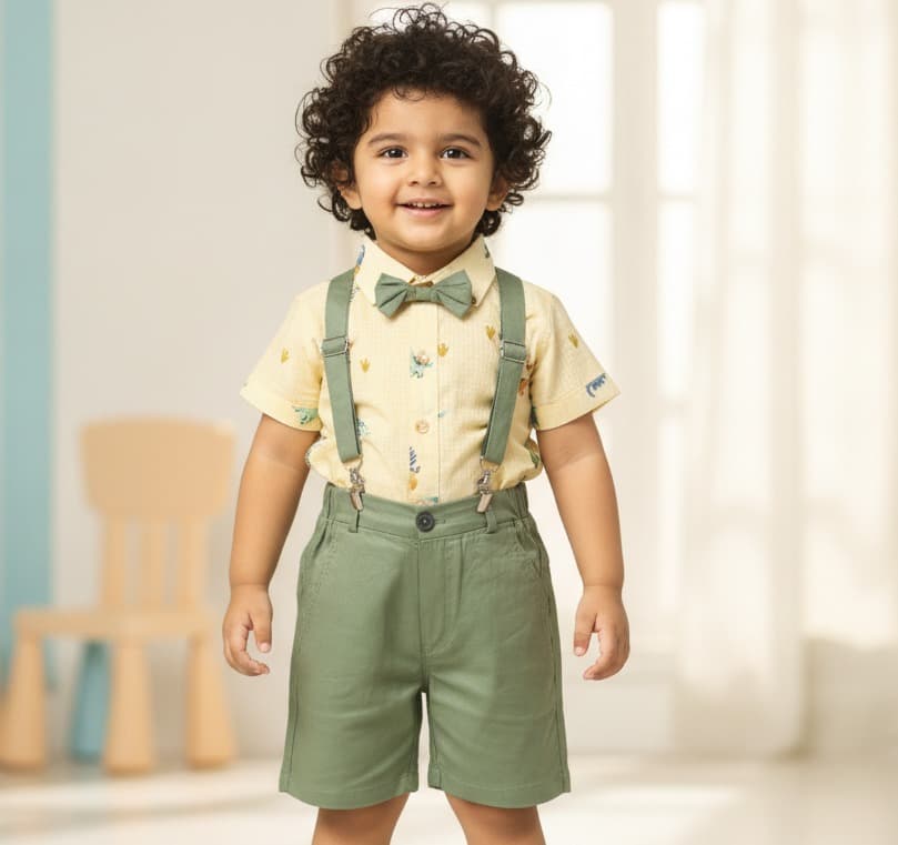 Jo And Bo Boys Yellow Polo Shirt & Shorts Set for Summer Formal/Partywear